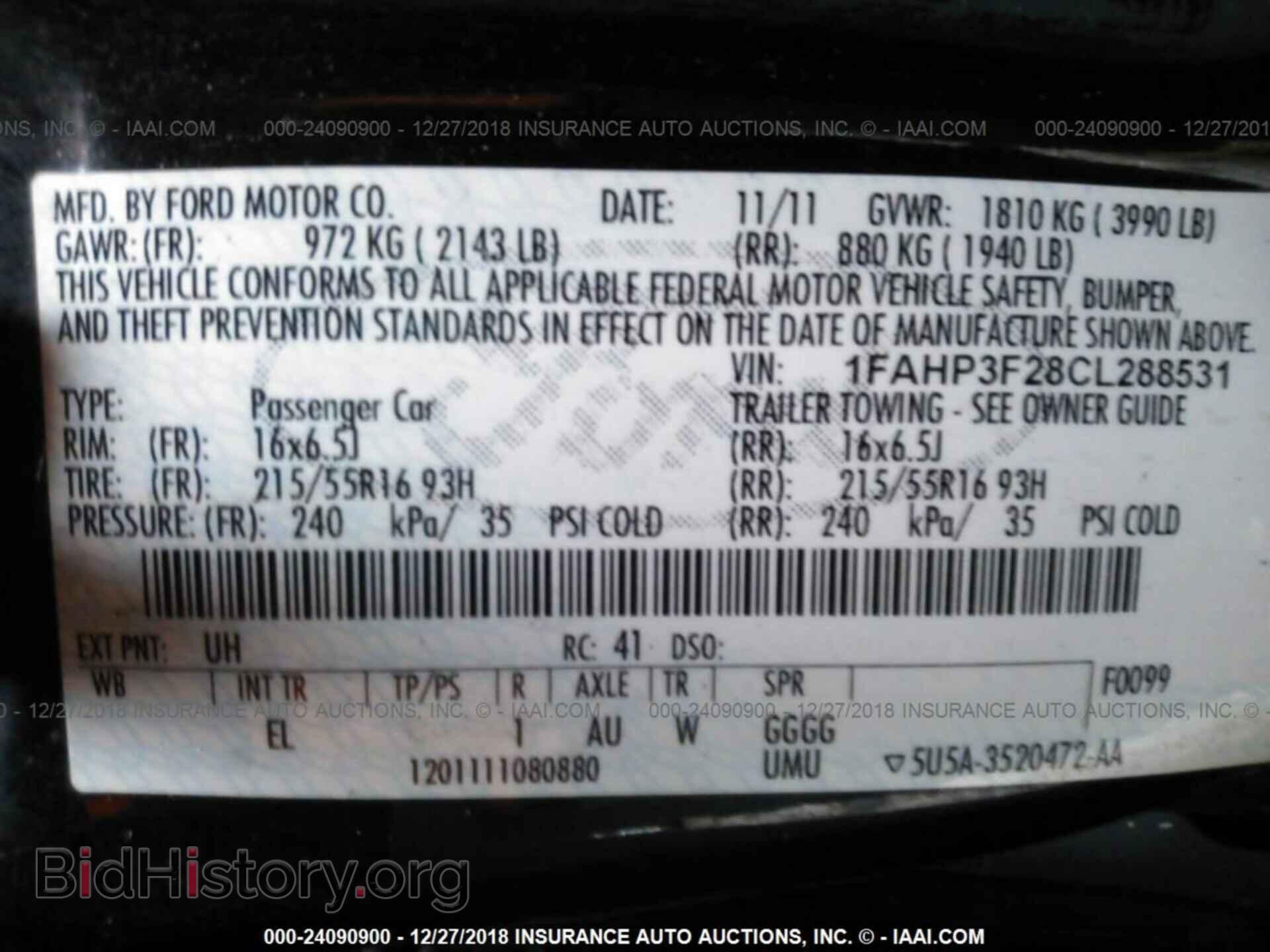 2012 FORD FOCUS - VIN: 1FAHP3F28CL288531 - Фото 9