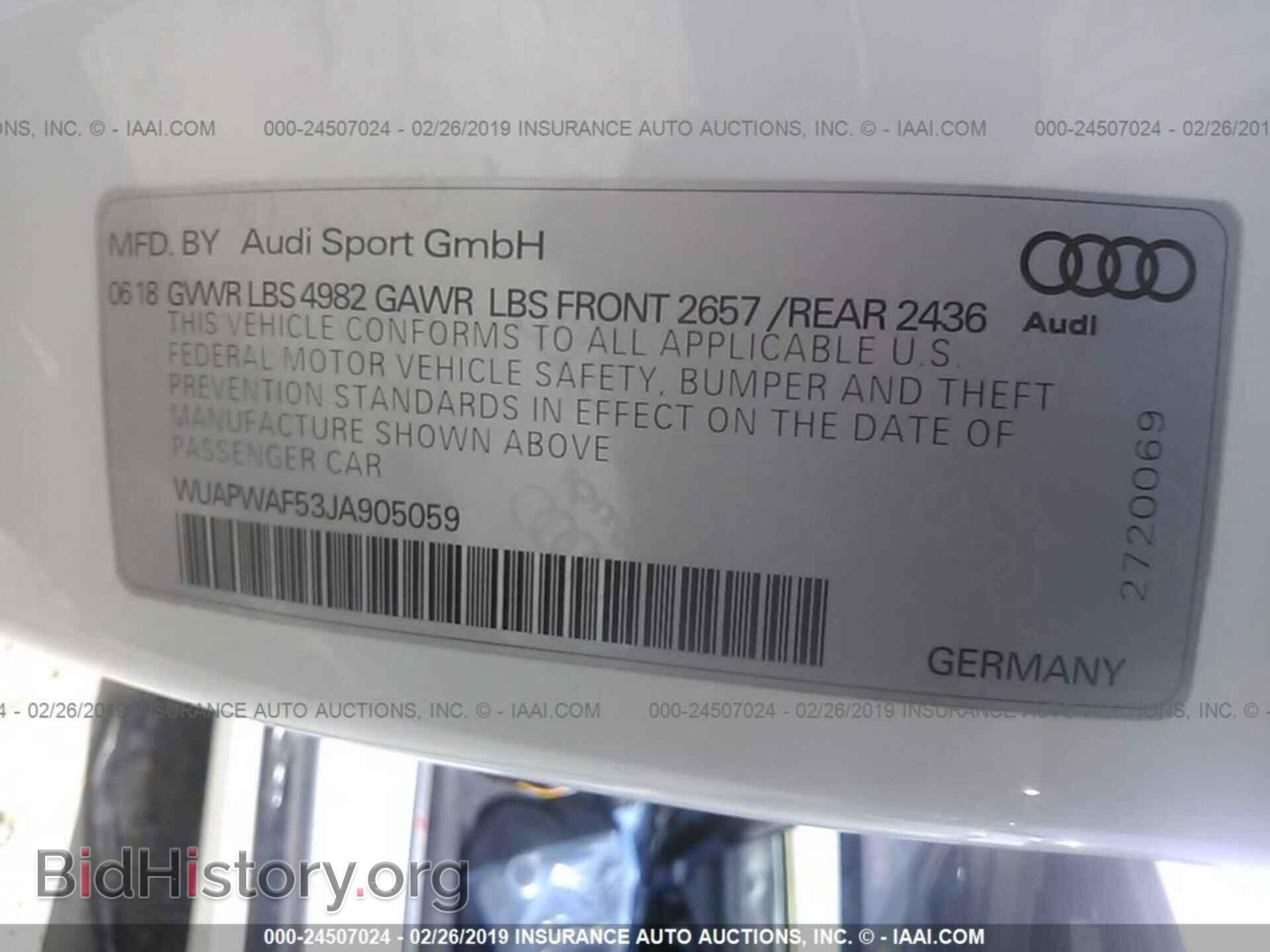 2018 AUDI RS5 - VIN: WUAPWAF53JA905059 - Фото 9