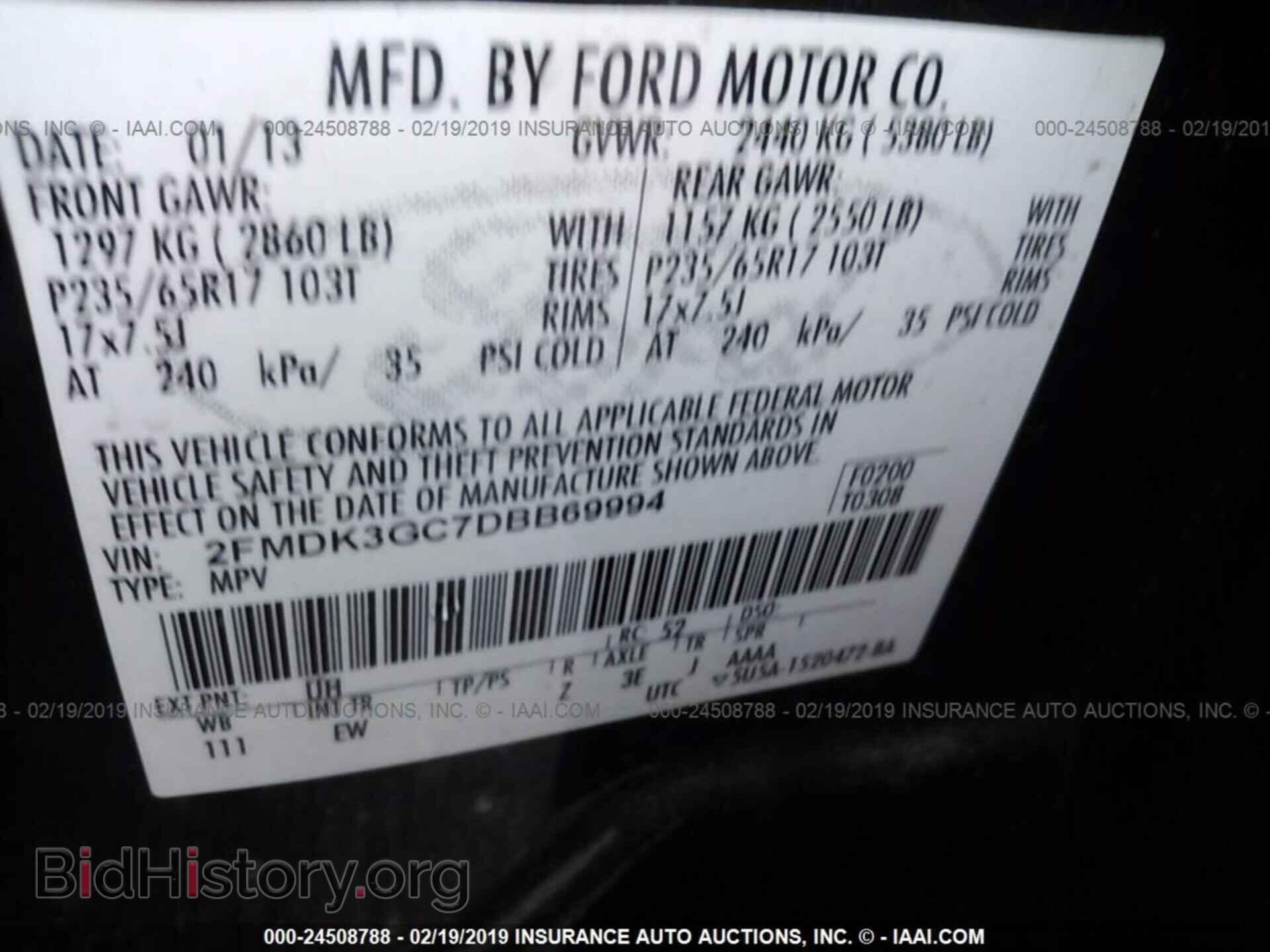 2013 FORD EDGE - VIN: 2FMDK3GC7DBB69994 - Фото 9