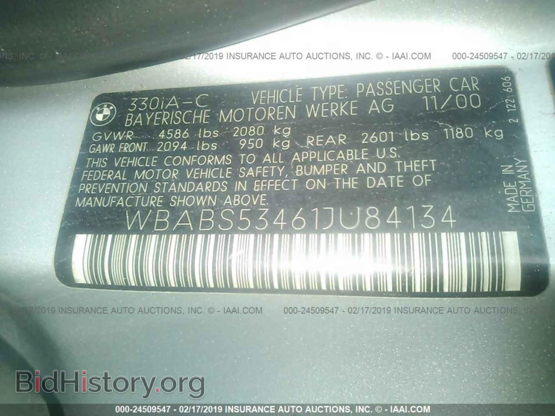 2001 BMW 330 - VIN: WBABS53461JU84134 - Фото 9