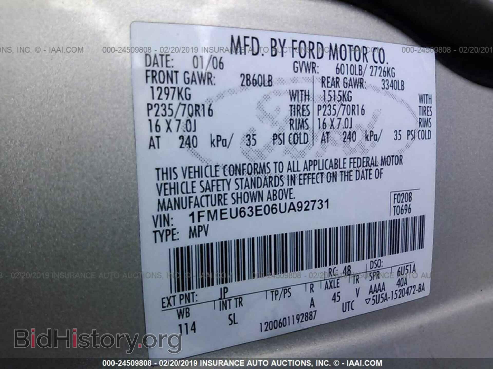 2006 FORD EXPLORER - VIN: 1FMEU63E06UA92731 - Фото 9