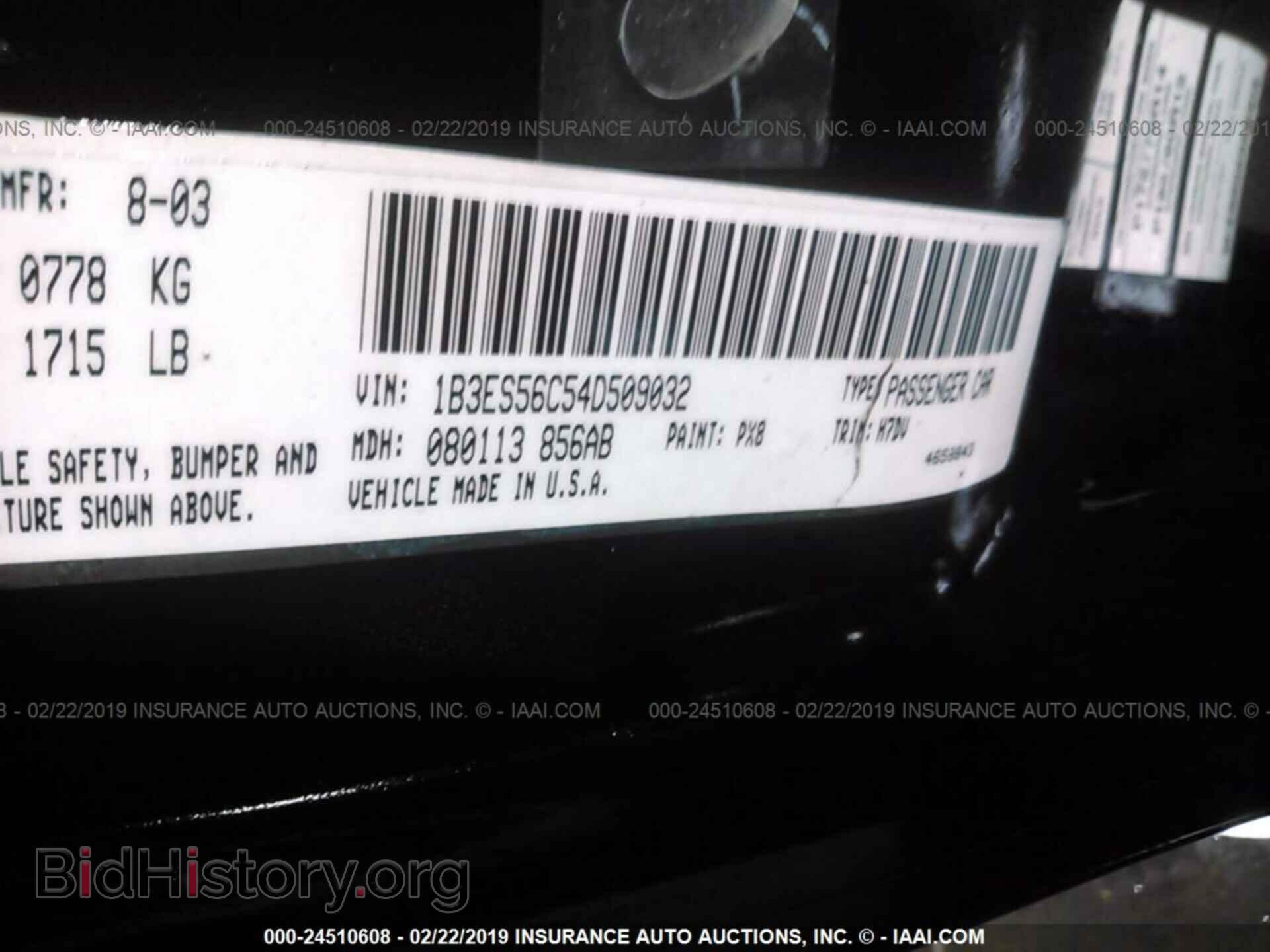 2004 DODGE NEON - VIN: 1B3ES56C54D509032 - Фото 9