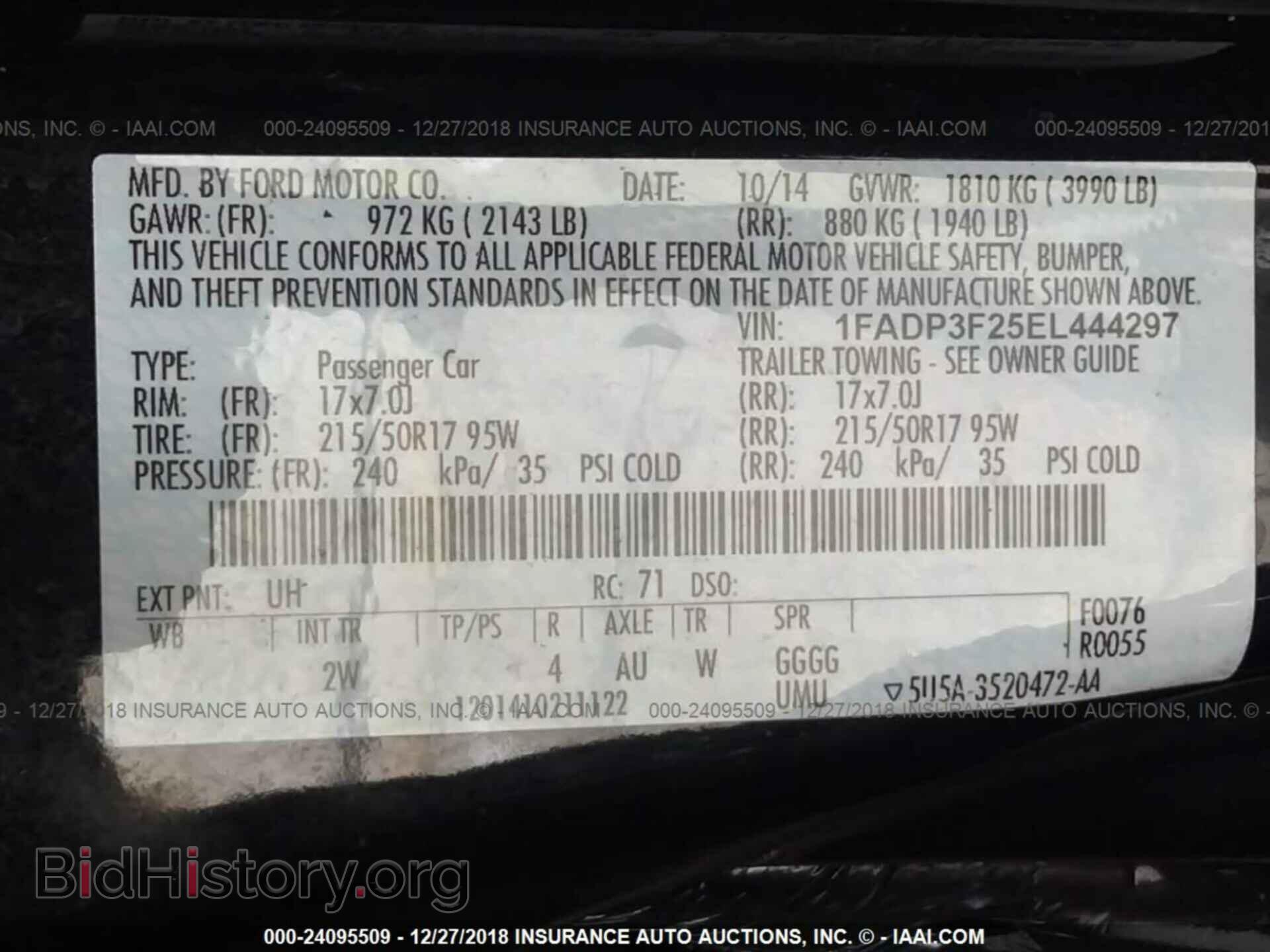 2014 FORD FOCUS - VIN: 1FADP3F25EL444297 - Фото 9