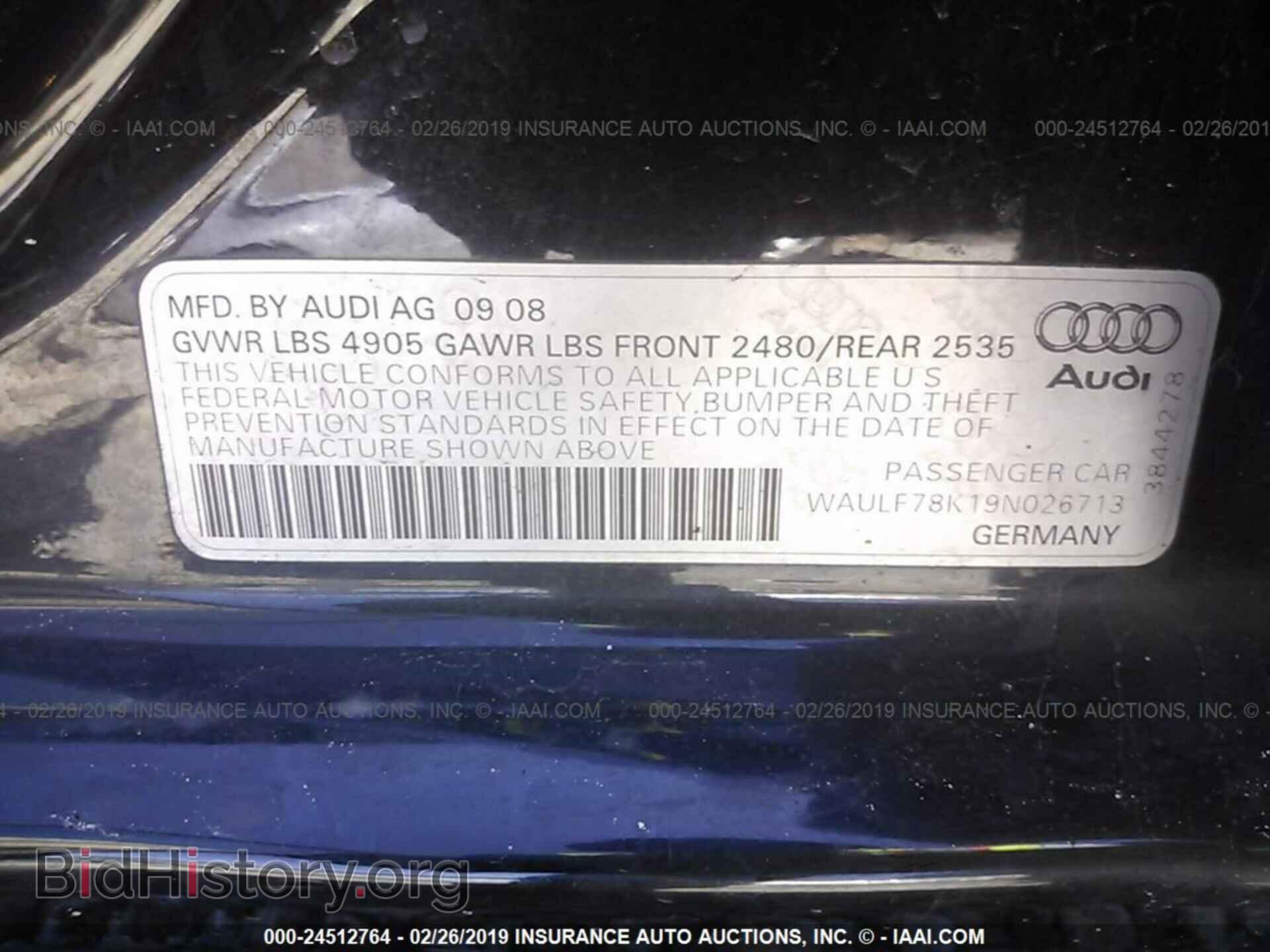 2009 AUDI A4 - VIN: WAULF78K19N026713 - Фото 9