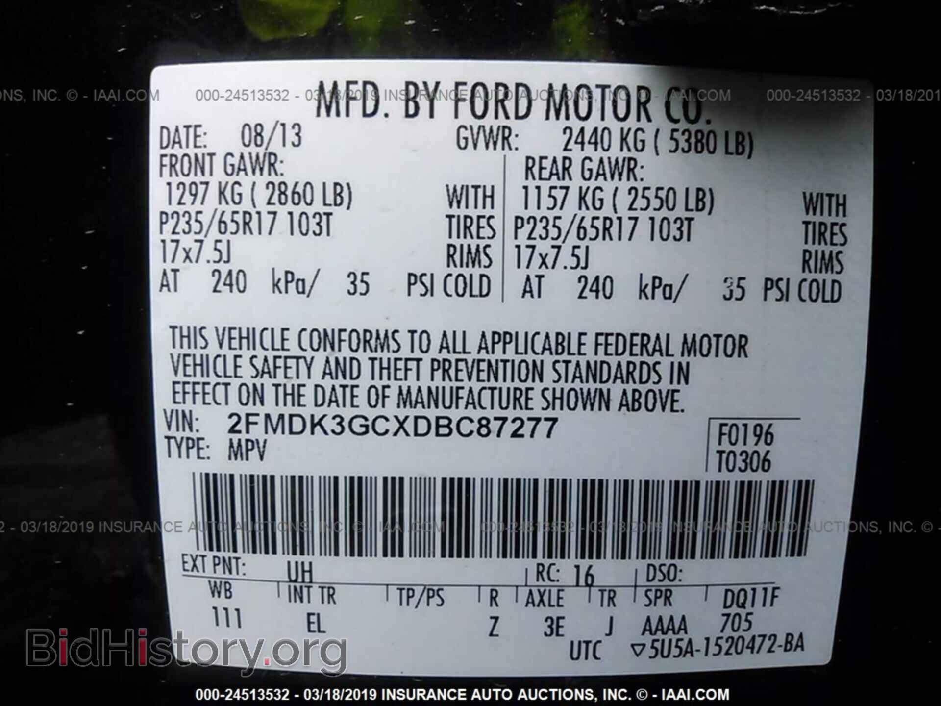 2013 FORD EDGE - VIN: 2FMDK3GCXDBC87277 - Фото 9
