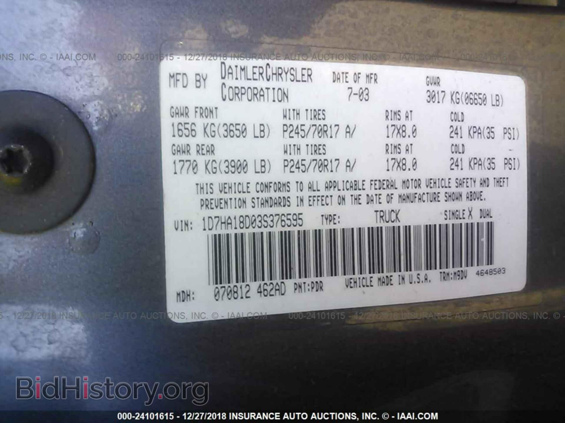 2003 DODGE RAM 1500 - VIN: 1D7HA18D03S376595 - Photo 9