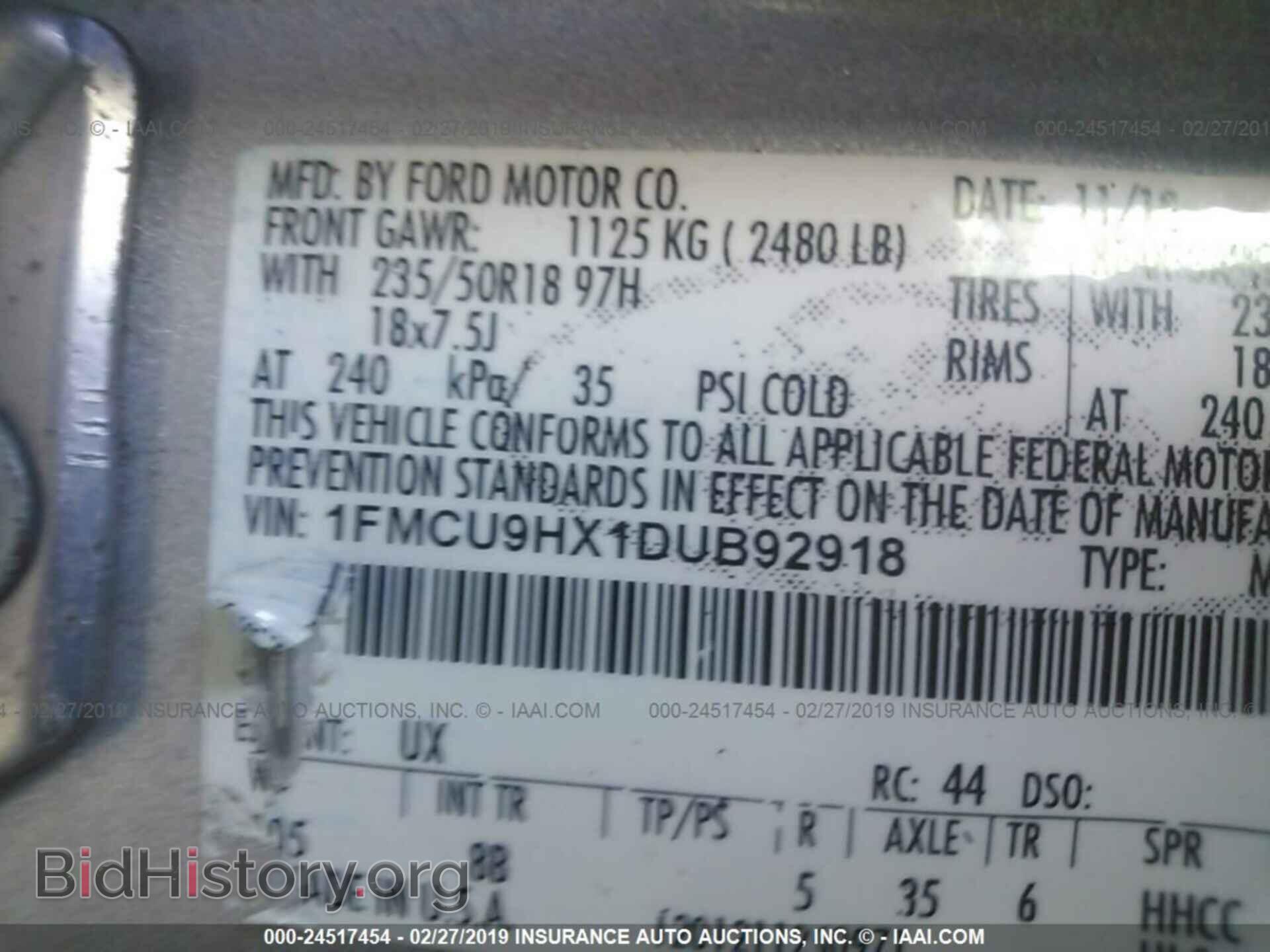 2013 FORD ESCAPE - VIN: 1FMCU9HX1DUB92918 - Фото 9