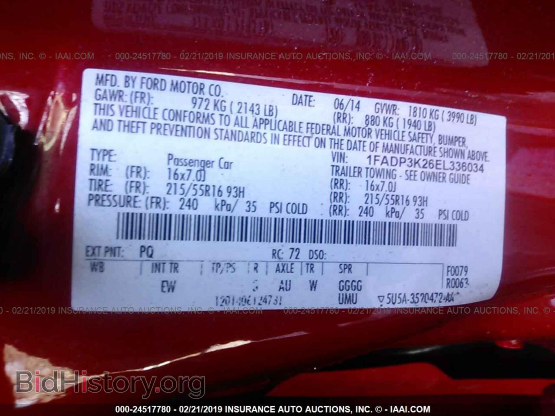 2014 FORD FOCUS - VIN: 1FADP3K26EL336034 - Фото 9