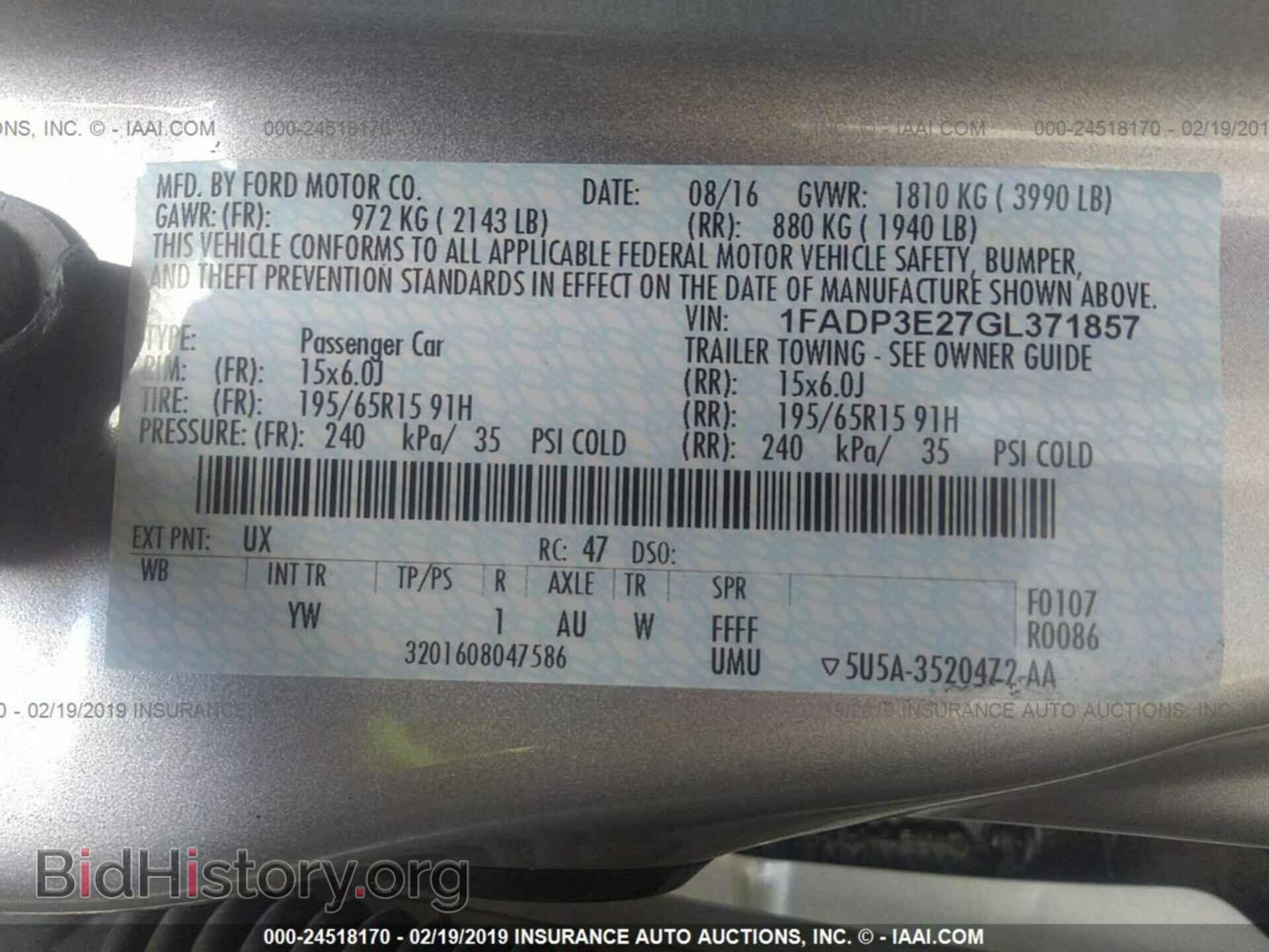 2016 FORD FOCUS - VIN: 1FADP3E27GL371857 - Фото 9
