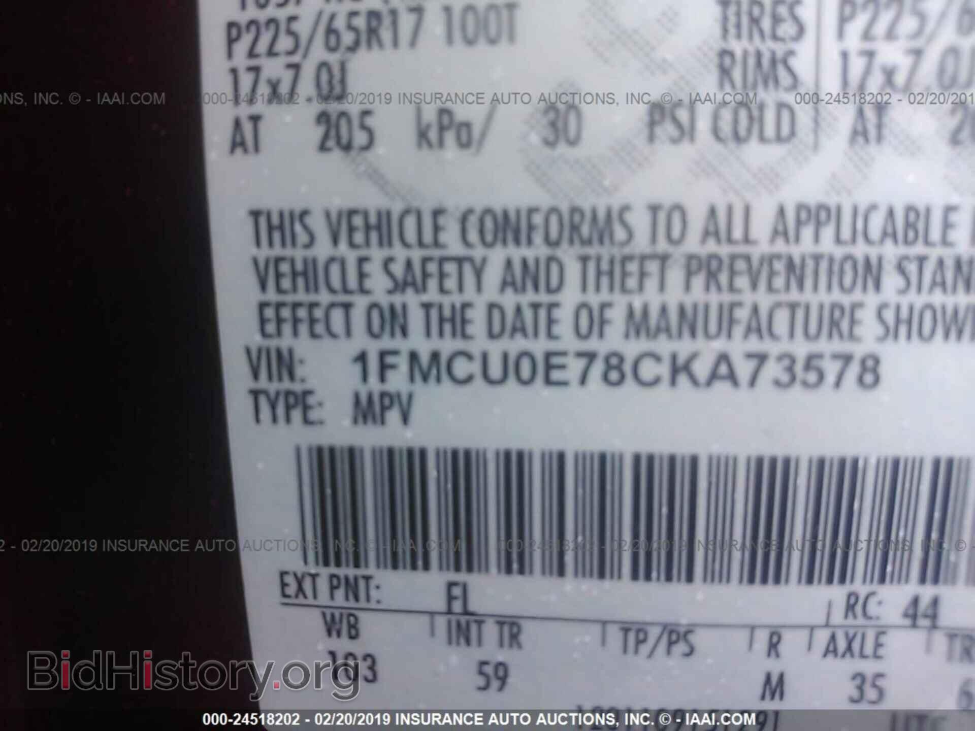 2012 FORD ESCAPE - VIN: 1FMCU0E78CKA73578 - Photo 9