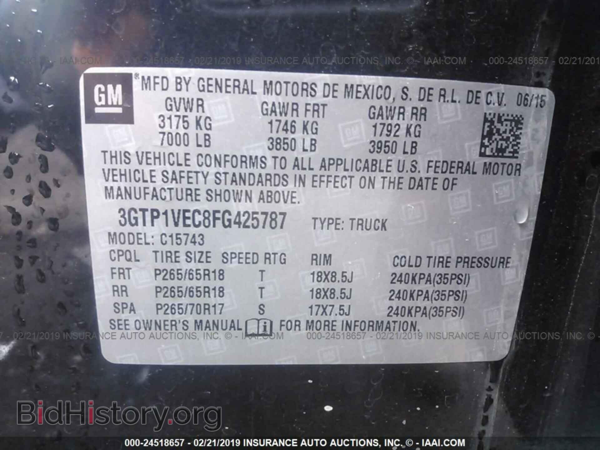 2015 GMC SIERRA - VIN: 3GTP1VEC8FG425787 - Фото 9
