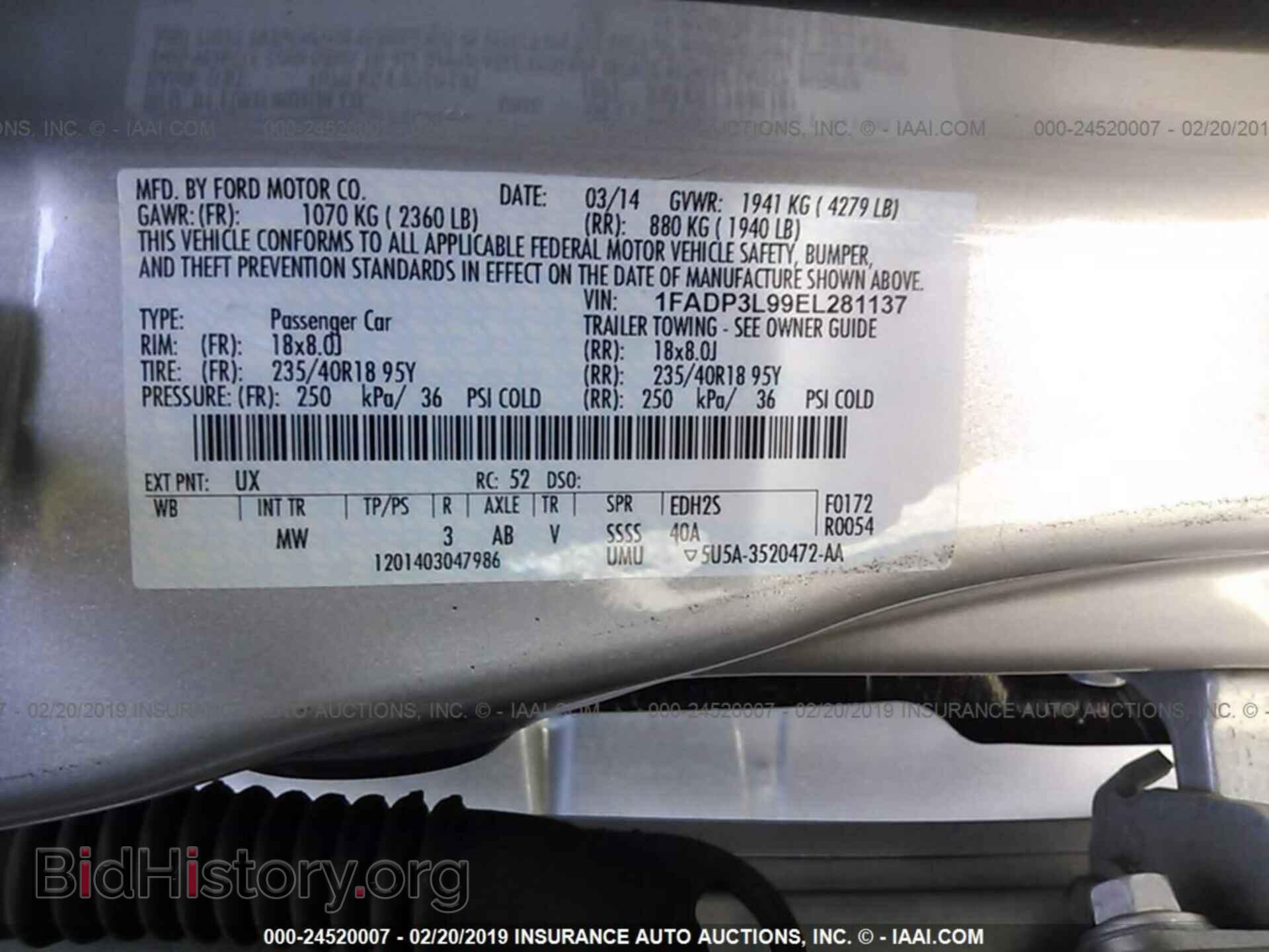 2014 FORD FOCUS - VIN: 1FADP3L99EL281137 - Фото 9