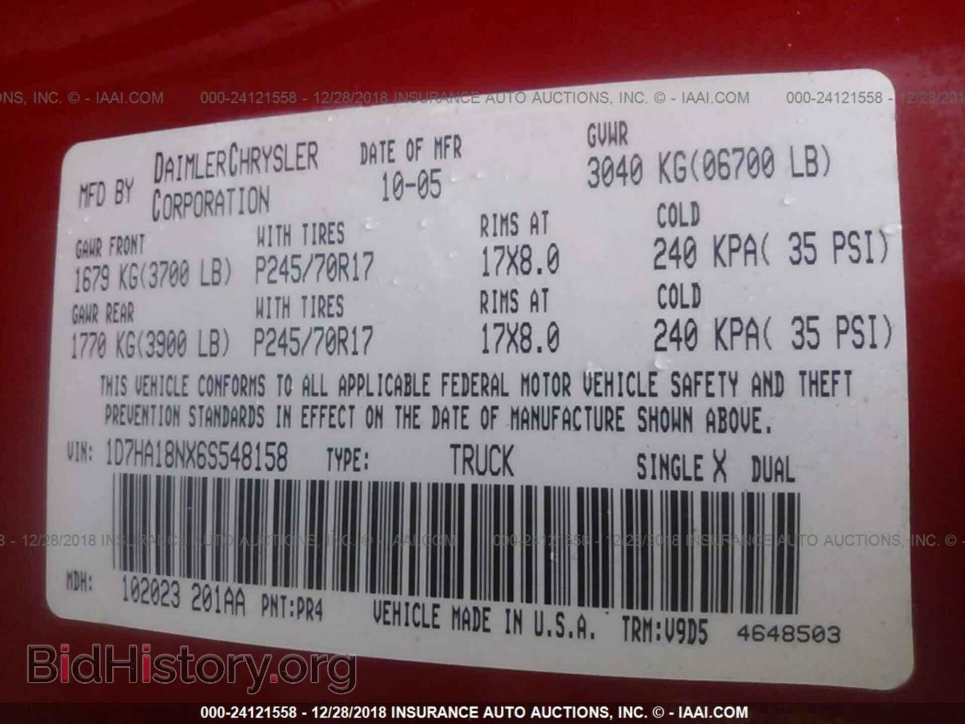 2006 DODGE RAM 1500 - VIN: 1D7HA18NX6S548158 - Фото 9