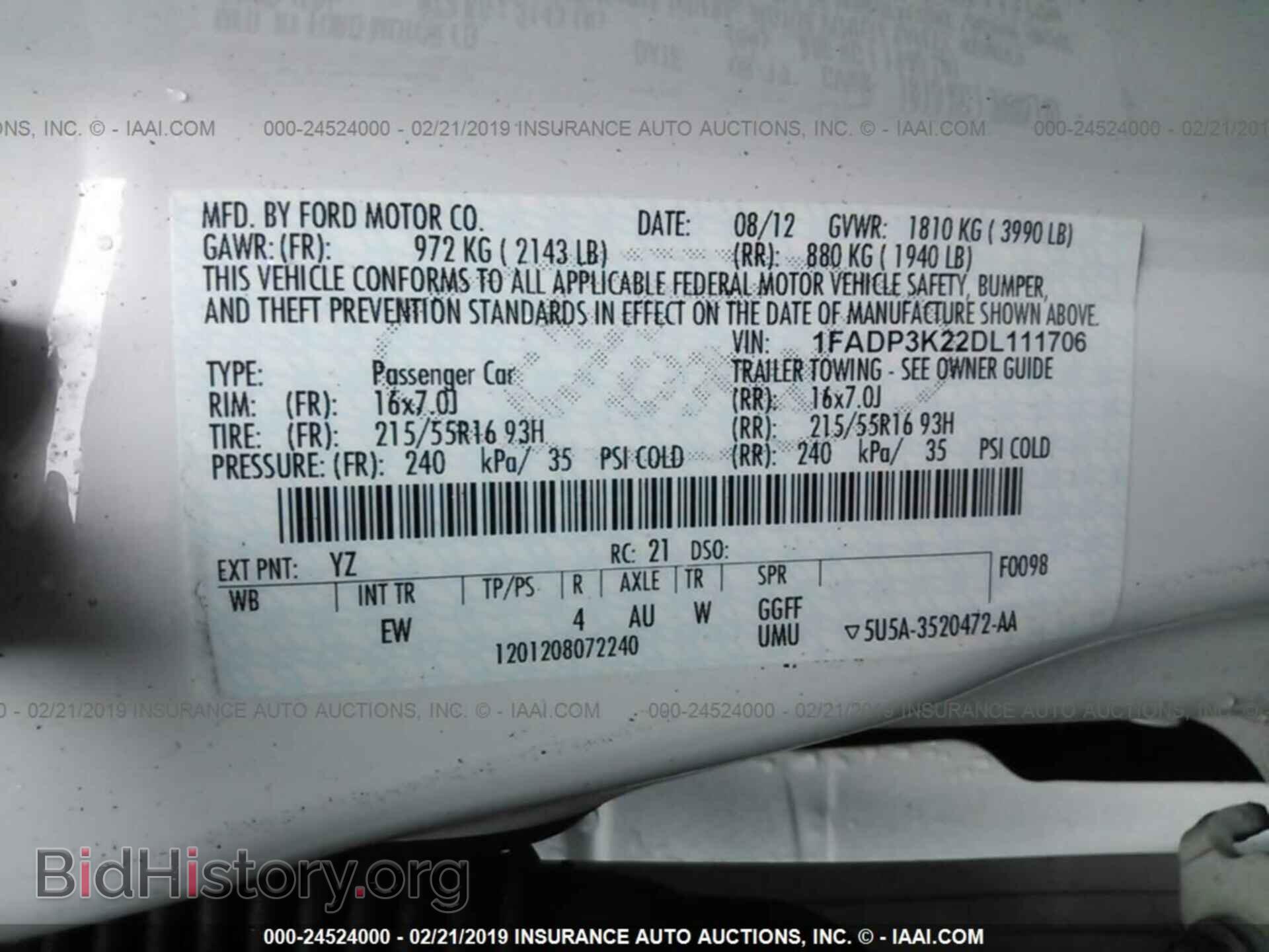 2013 FORD FOCUS - VIN: 1FADP3K22DL111706 - Фото 9