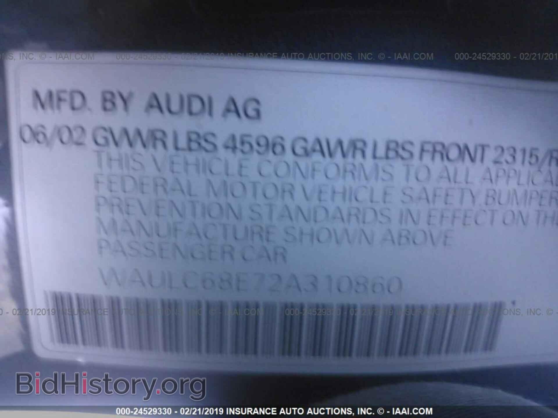 2002 AUDI A4 - VIN: WAULC68E72A310860 - Photo 9