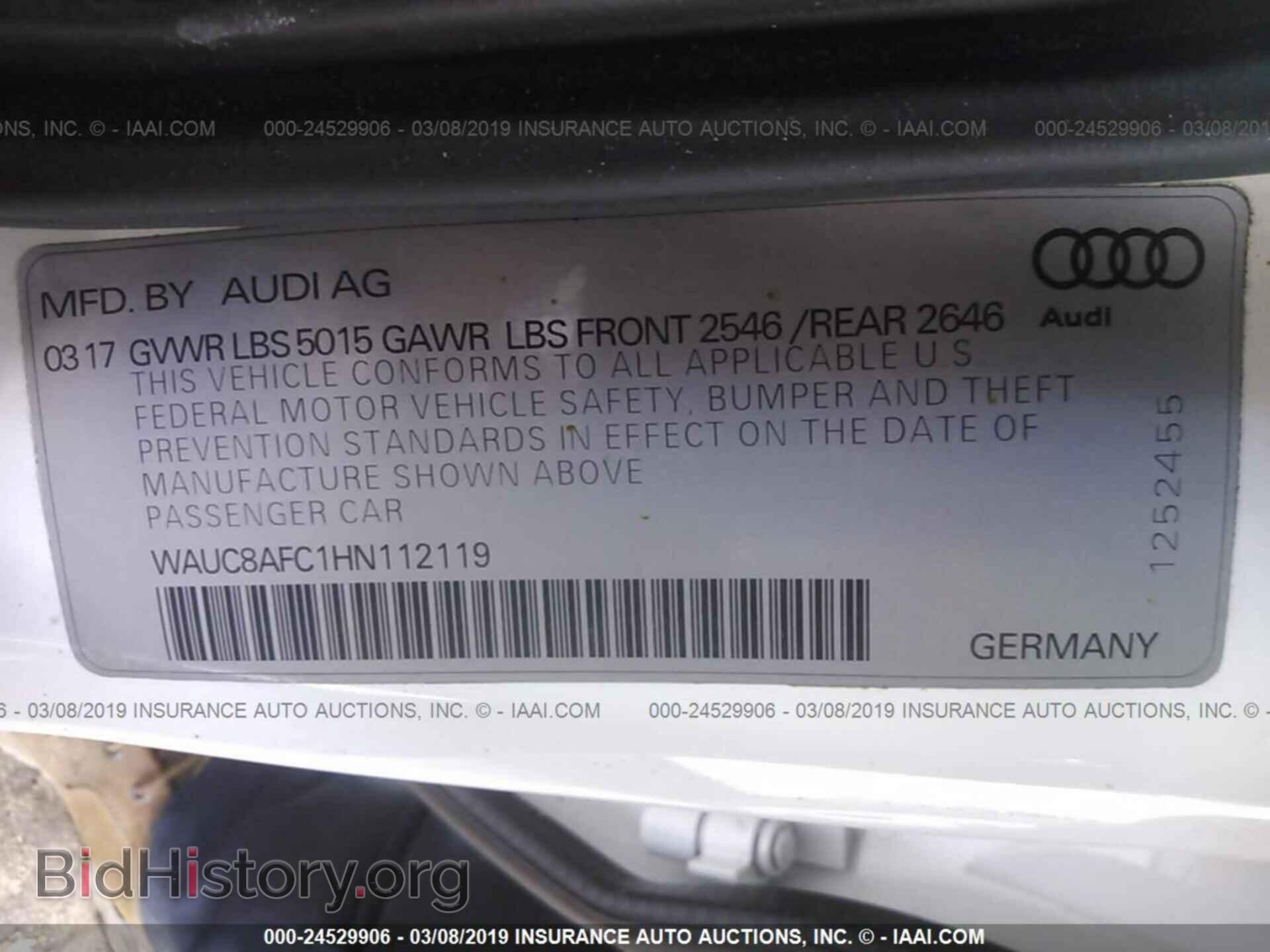 2017 AUDI A6 - VIN: WAUC8AFC1HN112119 - Фото 9