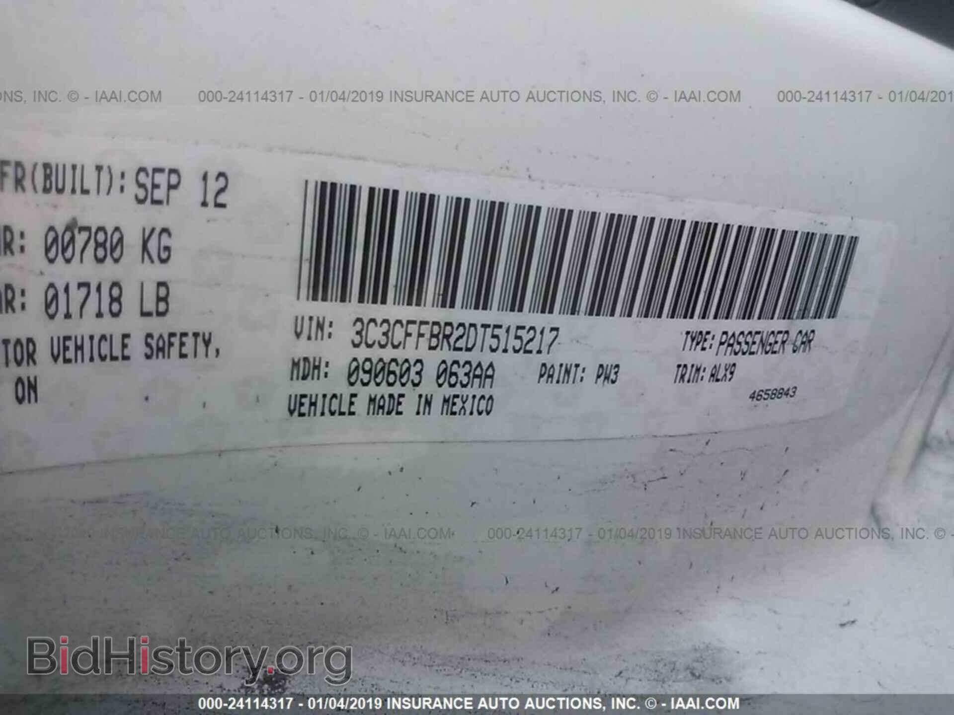 2013 FIAT 500 - VIN: 3C3CFFBR2DT515217 - Фото 9