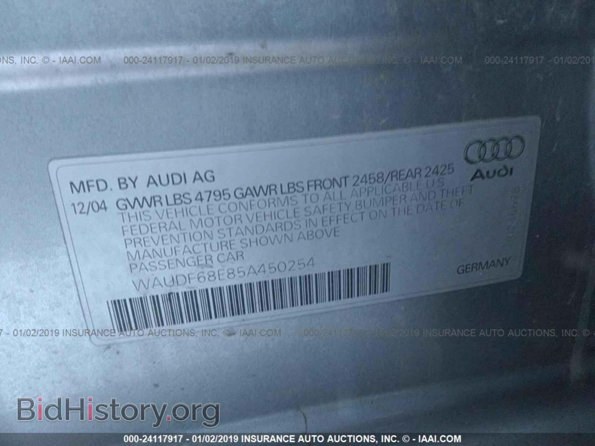 2005 AUDI A4 - VIN: WAUDF68E85A450254 - Photo 9