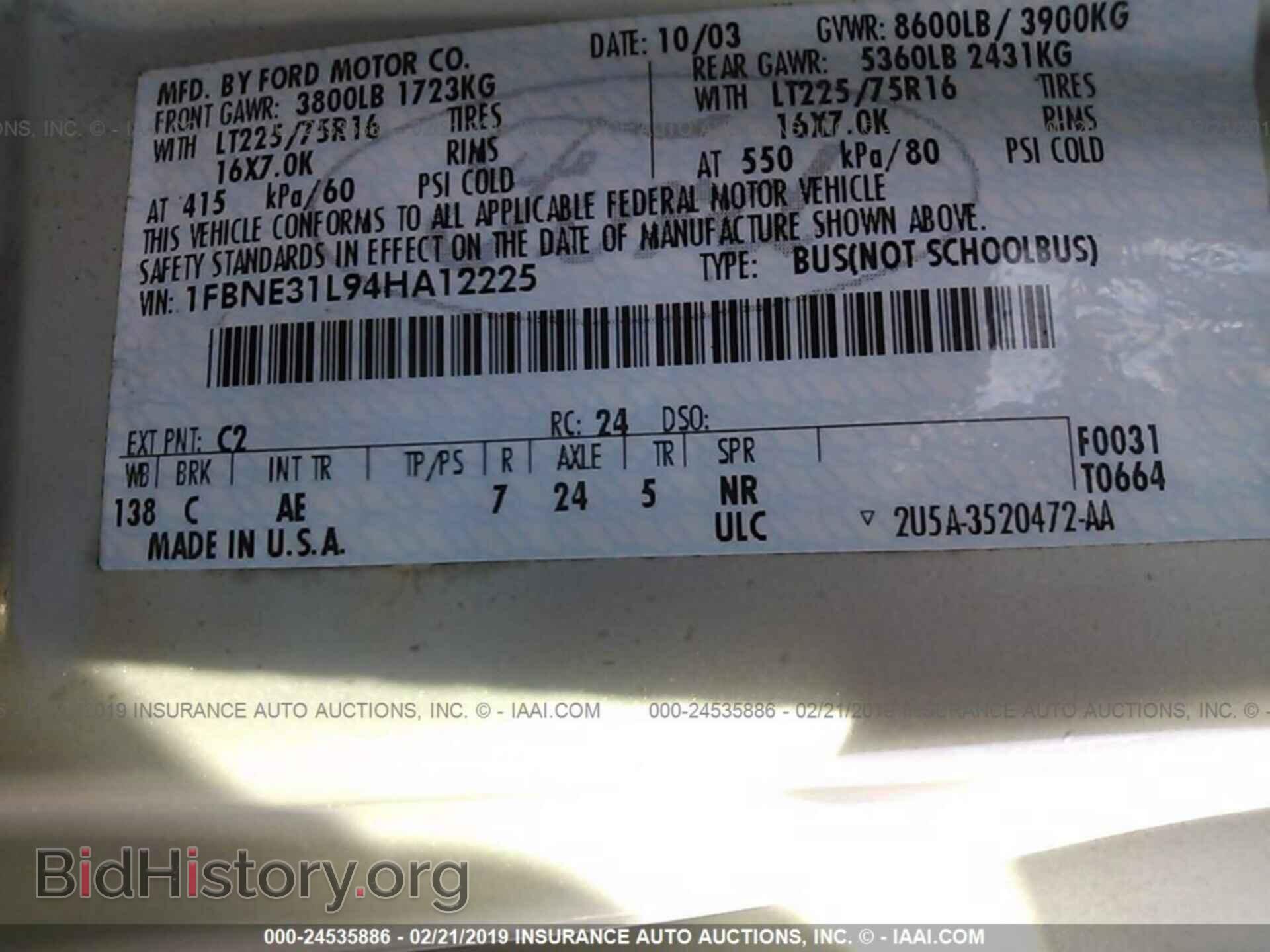 2004 FORD ECONOLINE - VIN: 1FBNE31L94HA12225 - Фото 9