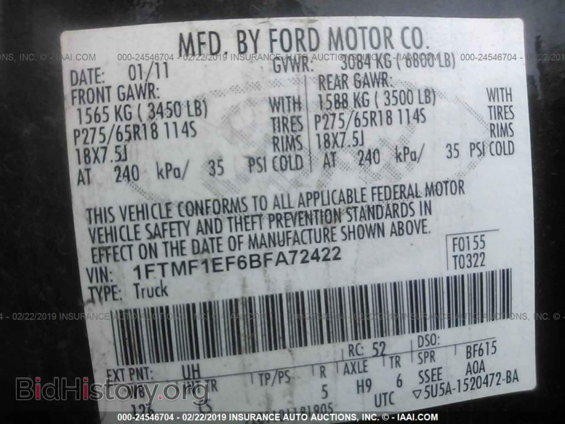 2011 FORD F150 - VIN: 1FTMF1EF6BFA72422 - Photo 9