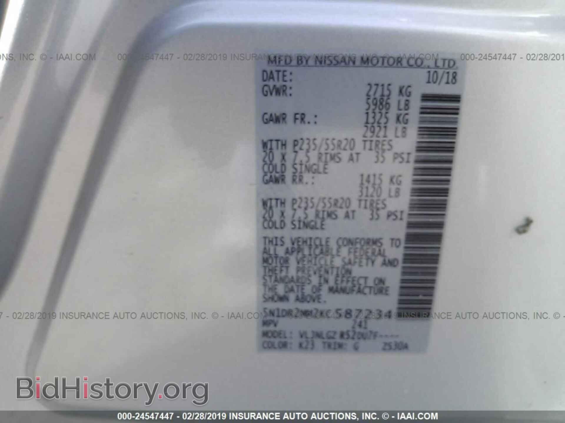 2019 NISSAN PATHFINDER - VIN: 5N1DR2MM2KC587234 - Фото 9