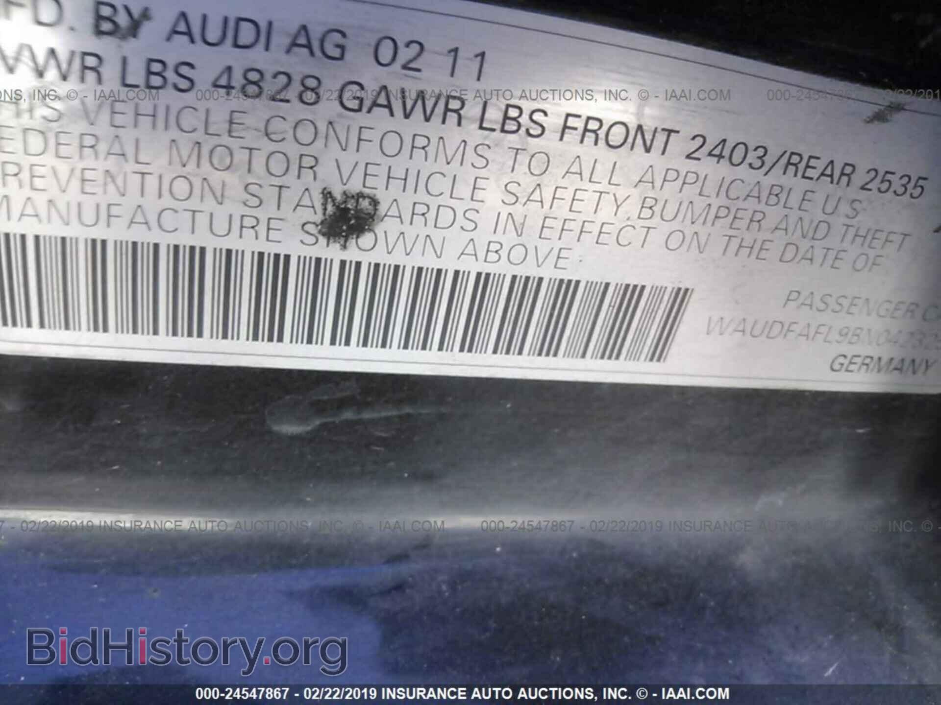 2011 AUDI A4 - VIN: WAUDFAFL9BN042323 - Фото 9