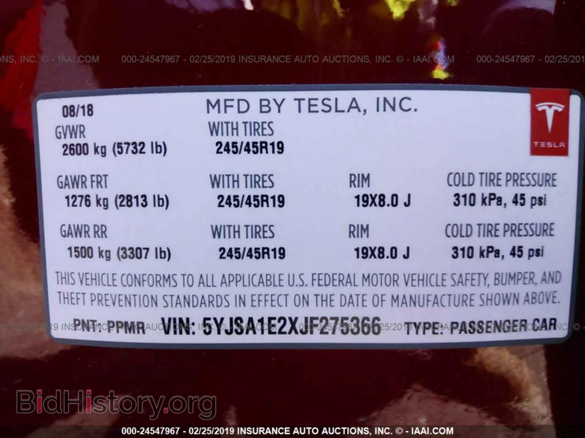 2018 TESLA MODEL S - VIN: 5YJSA1E2XJF275366 - Photo 9