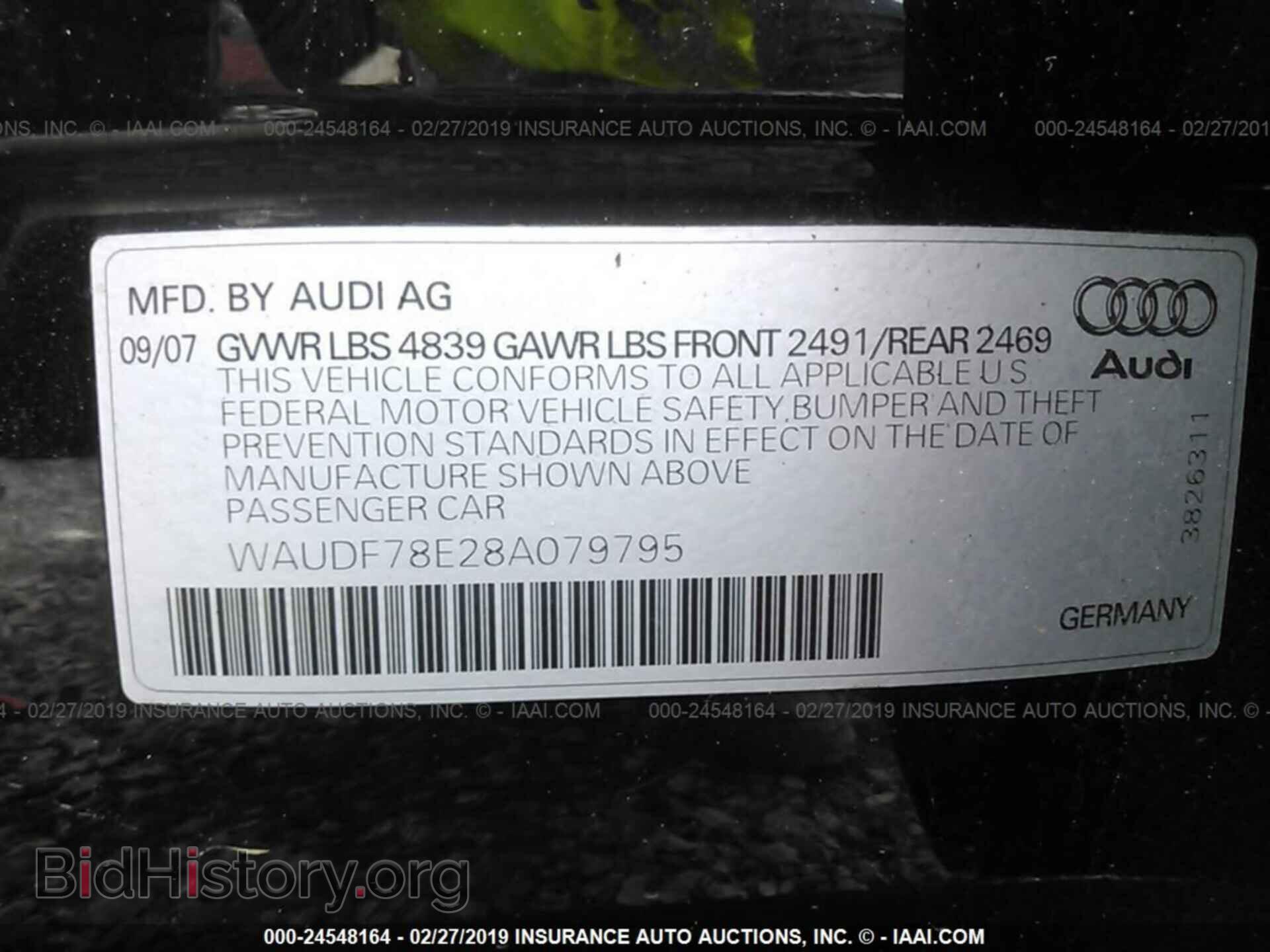 2008 AUDI A4 - VIN: WAUDF78E28A079795 - Photo 9