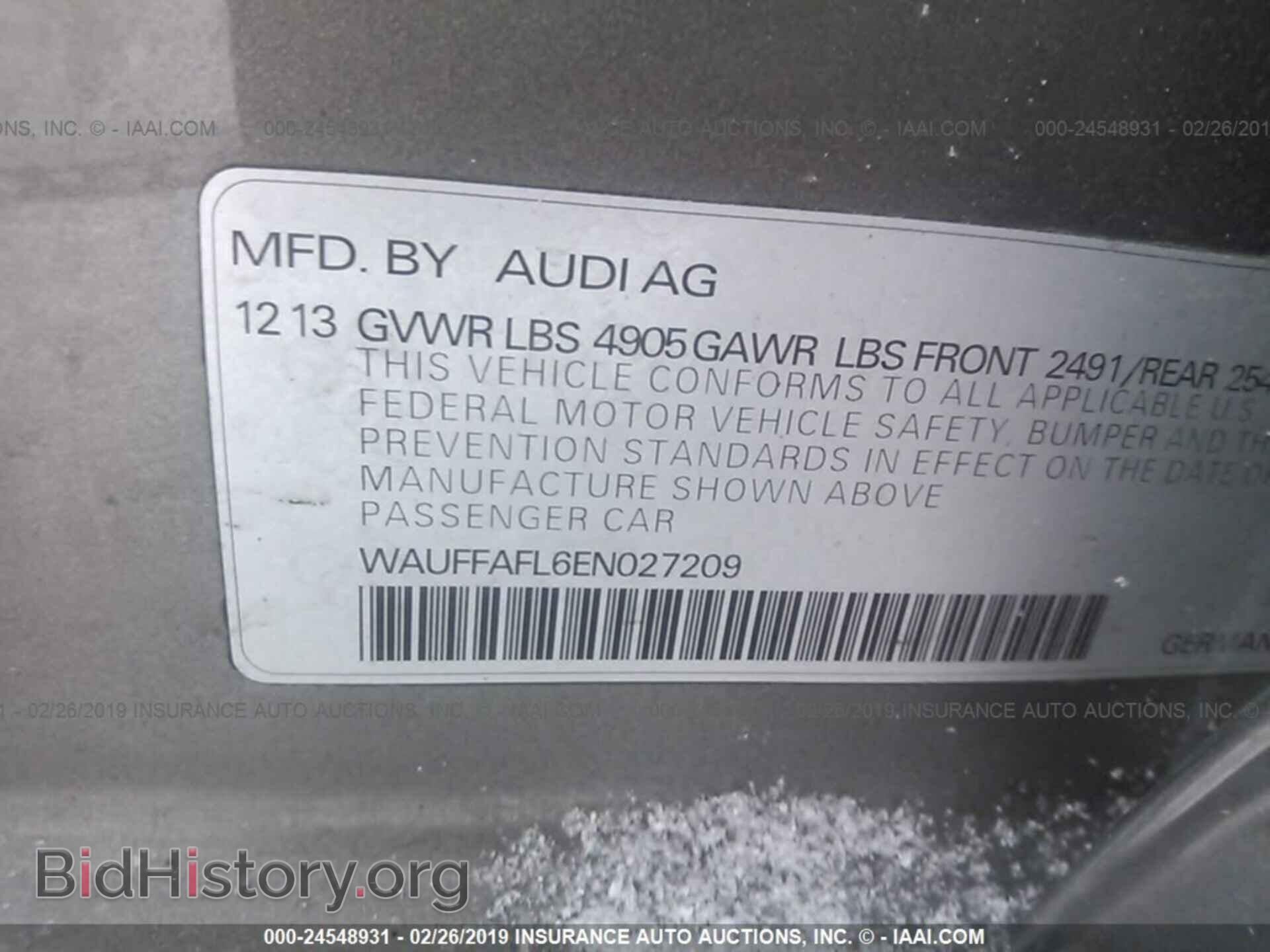 2014 AUDI A4 - VIN: WAUFFAFL6EN027209 - Фото 9