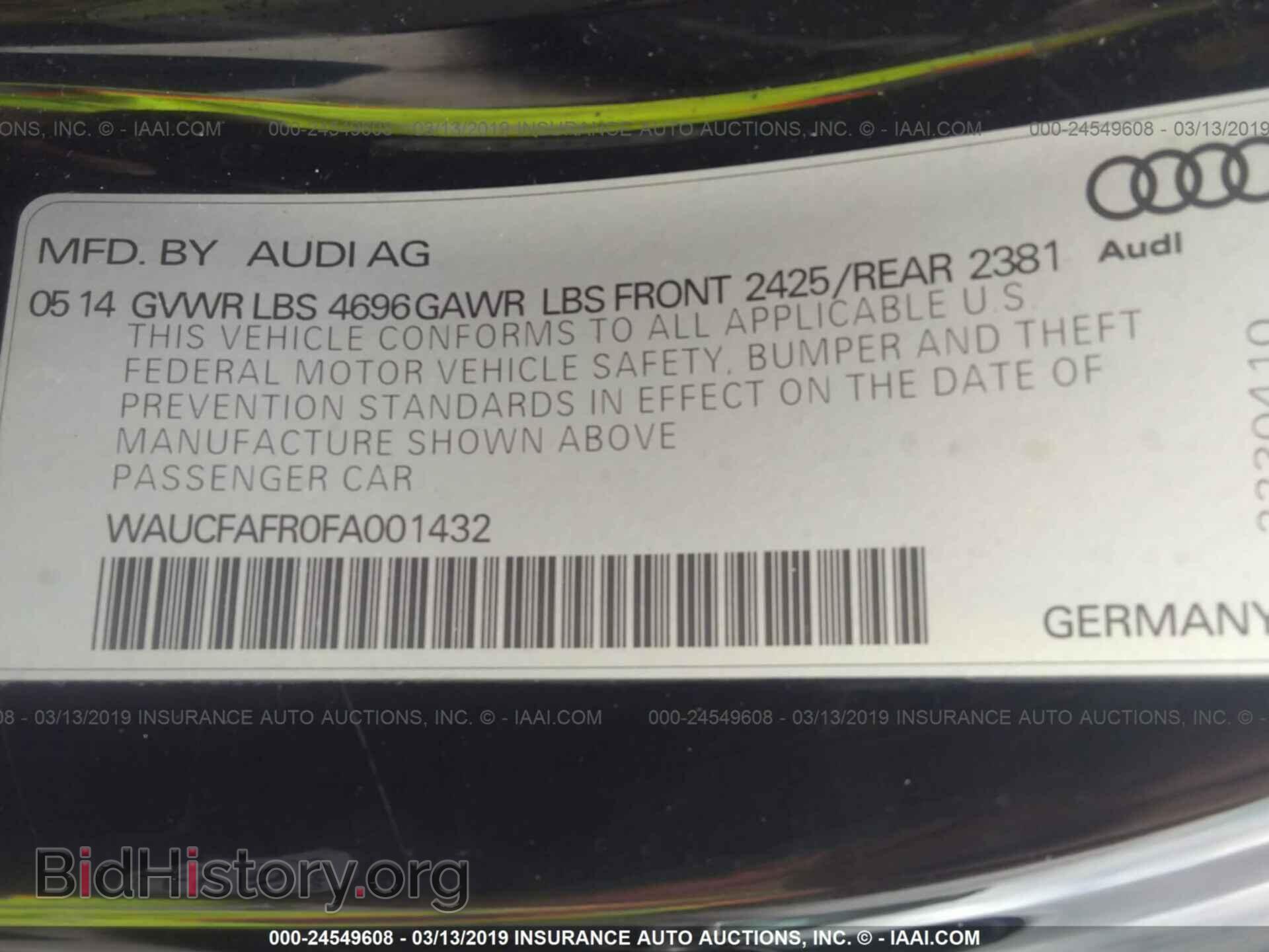 2015 AUDI A5 - VIN: WAUCFAFR0FA001432 - Photo 9