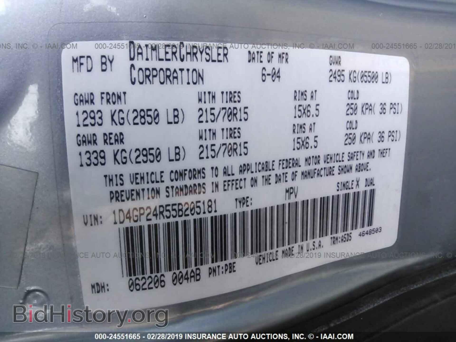 2005 DODGE GRAND CARAVAN - VIN: 1D4GP24R55B205181 - Фото 9