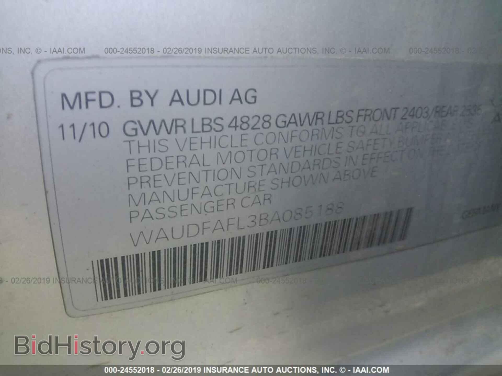 2011 AUDI A4 - VIN: WAUDFAFL3BA085188 - Фото 9