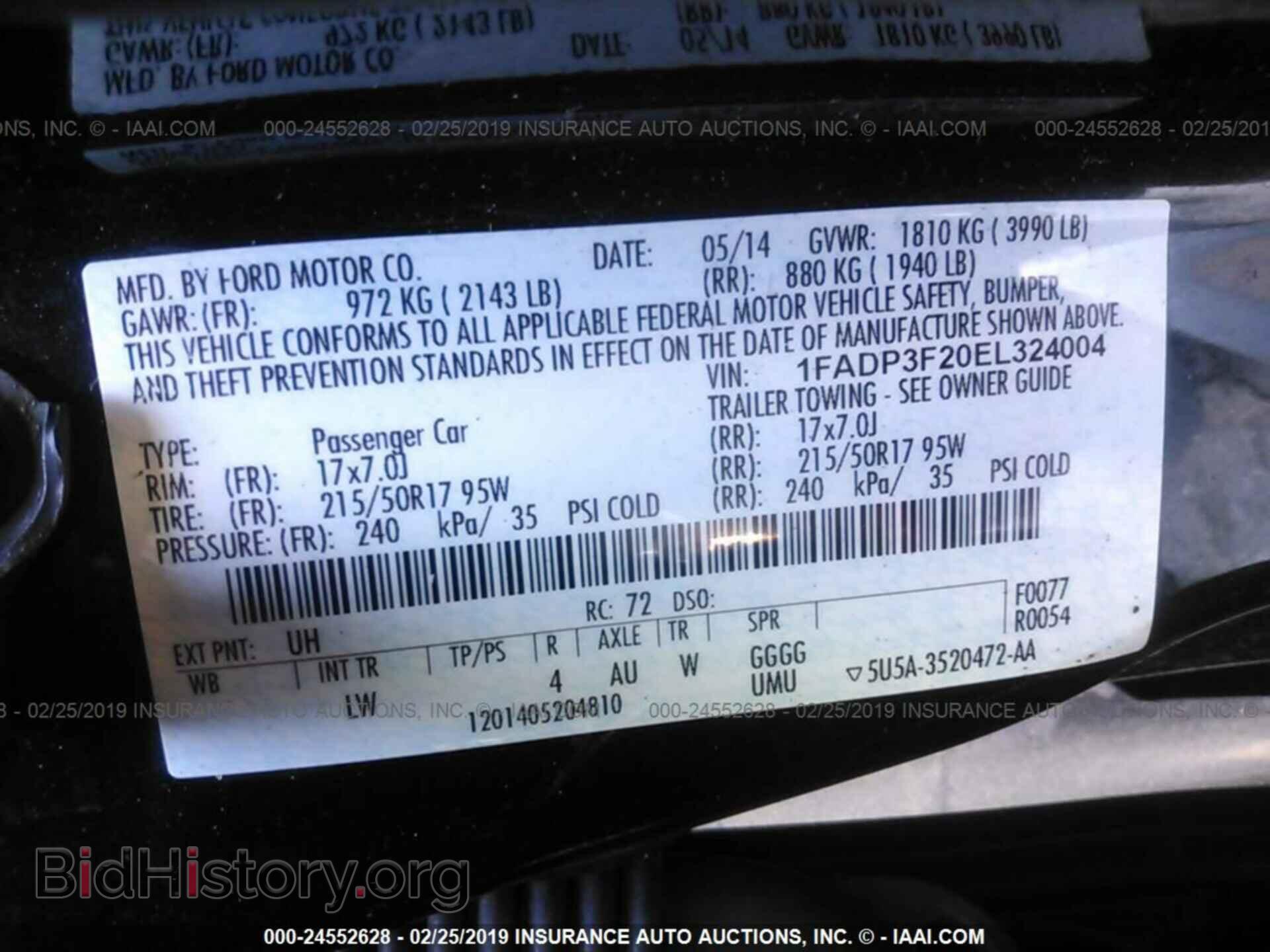 2014 FORD FOCUS - VIN: 1FADP3F20EL324004 - Фото 9