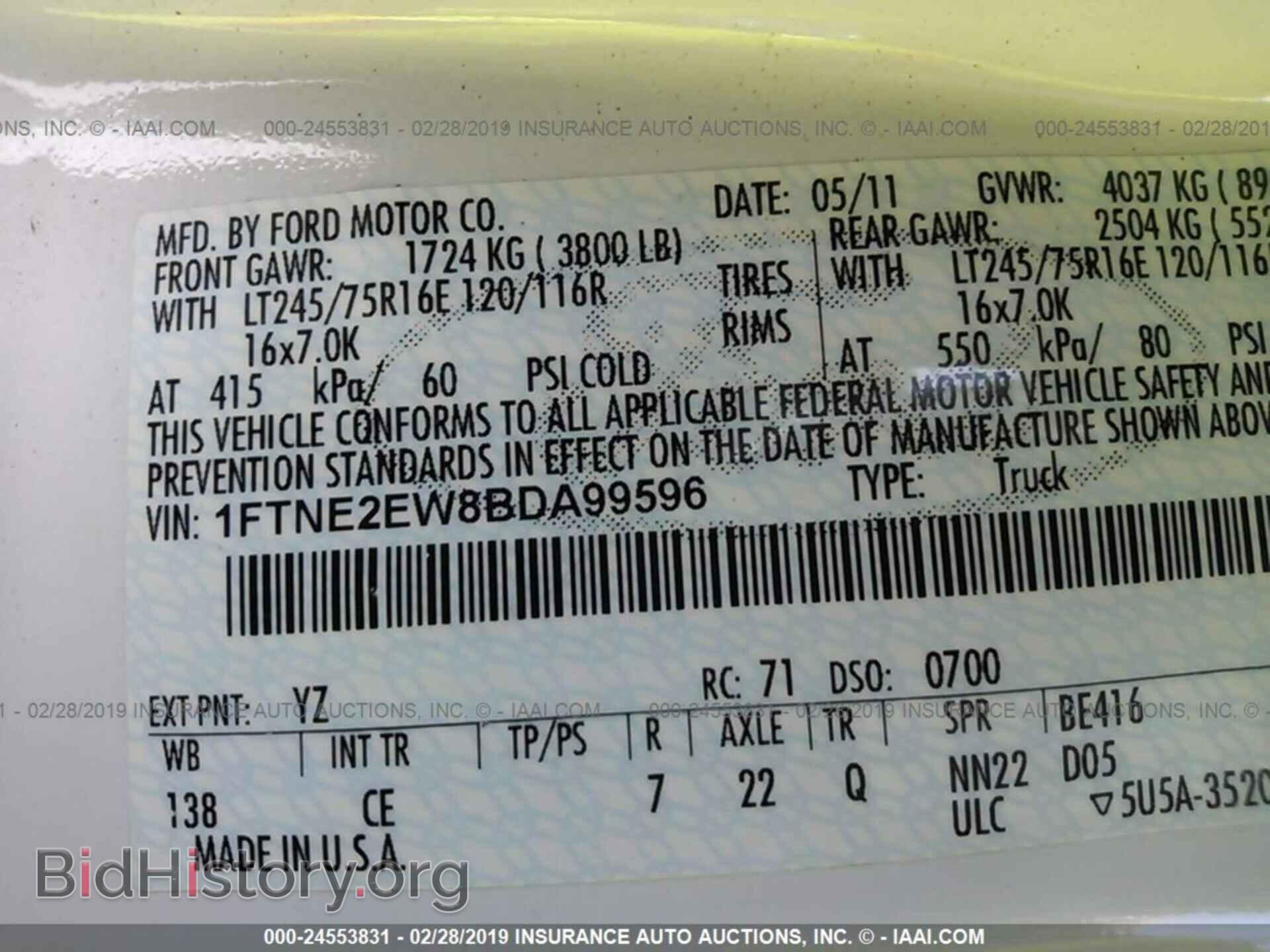 2011 FORD ECONOLINE - VIN: 1FTNE2EW8BDA99596 - Фото 9