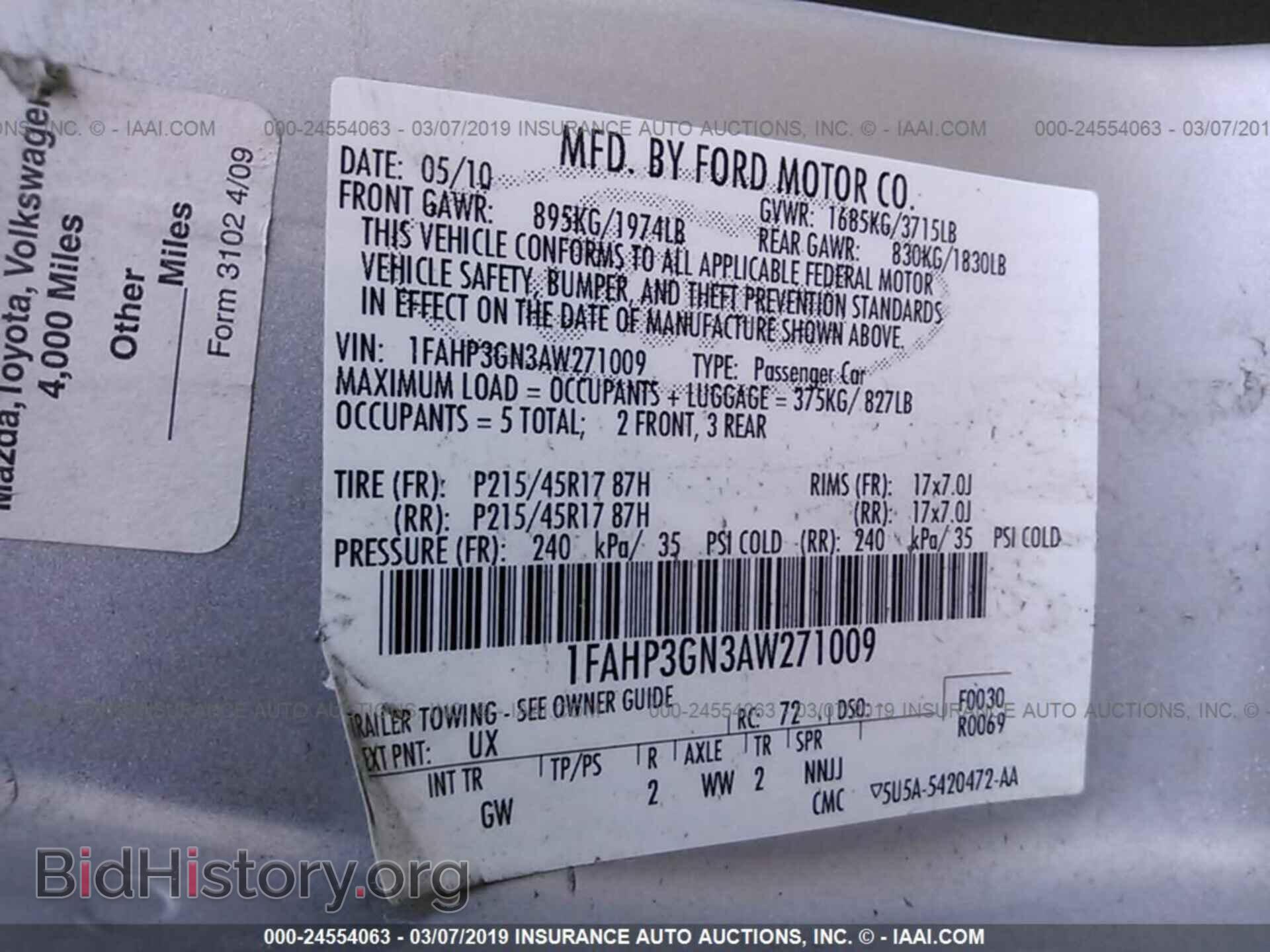 2010 FORD FOCUS - VIN: 1FAHP3GN3AW271009 - Фото 9