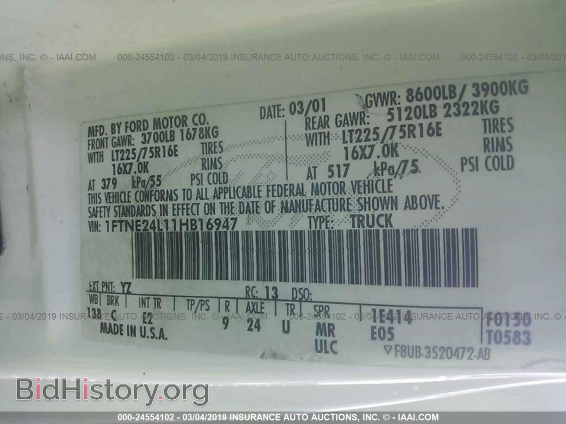 2001 FORD ECONOLINE - VIN: 1FTNE24L11HB16947 - Photo 9