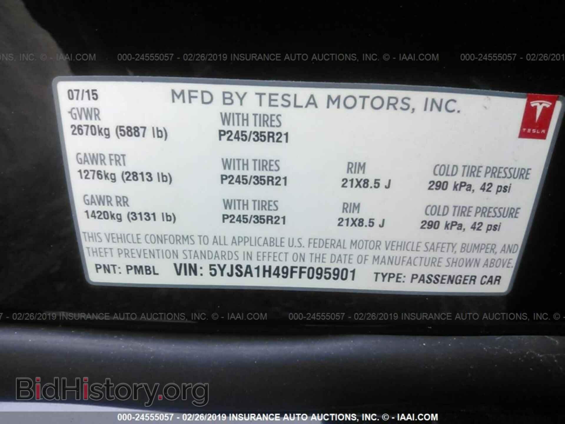 2015 TESLA MODEL S - VIN: 5YJSA1H49FF095901 - Фото 9