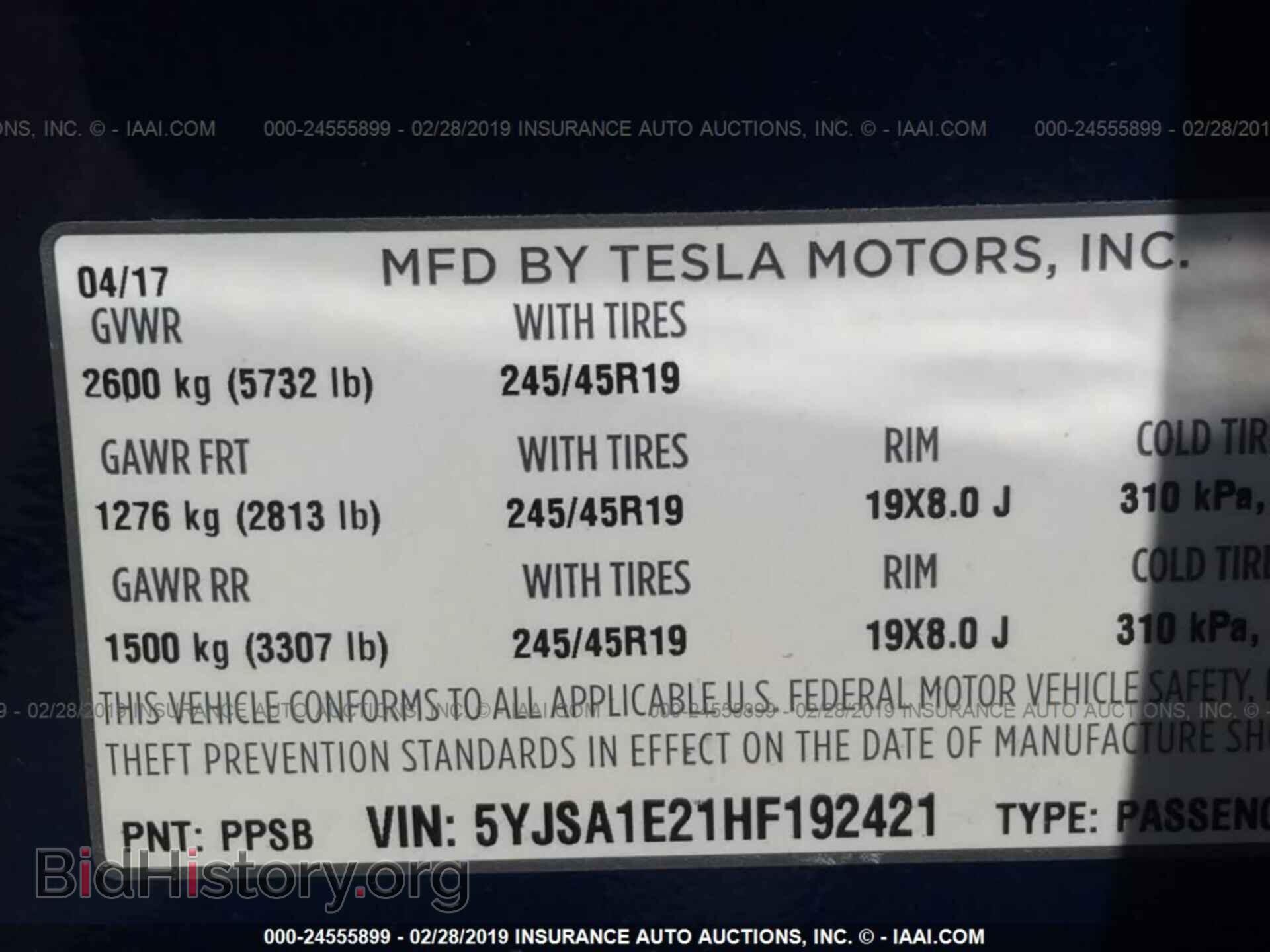 2017 TESLA MODEL S - VIN: 5YJSA1E21HF192421 - Photo 9