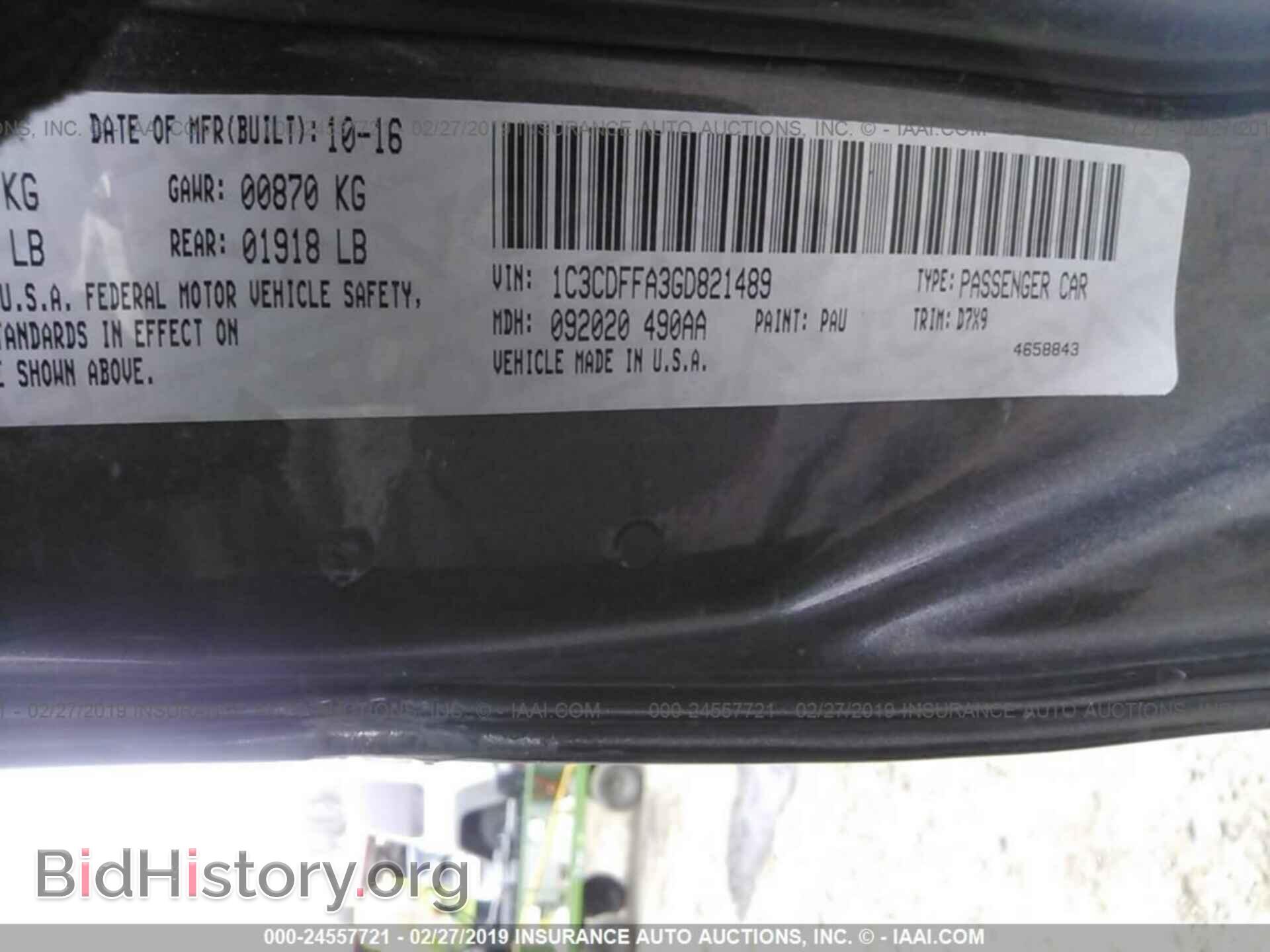 2016 DODGE DART - VIN: 1C3CDFFA3GD821489 - Фото 9