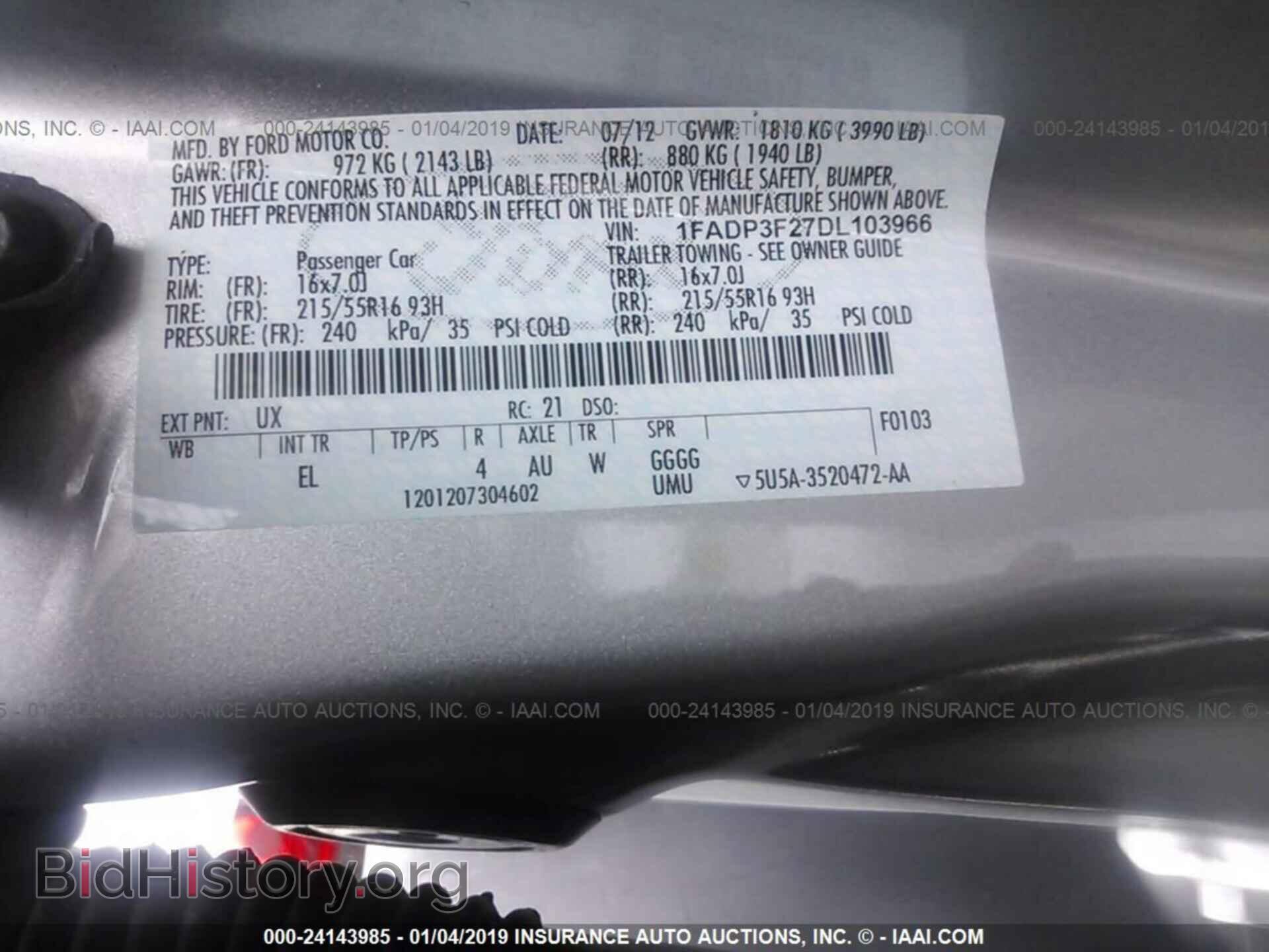 2013 FORD FOCUS - VIN: 1FADP3F27DL103966 - Фото 9