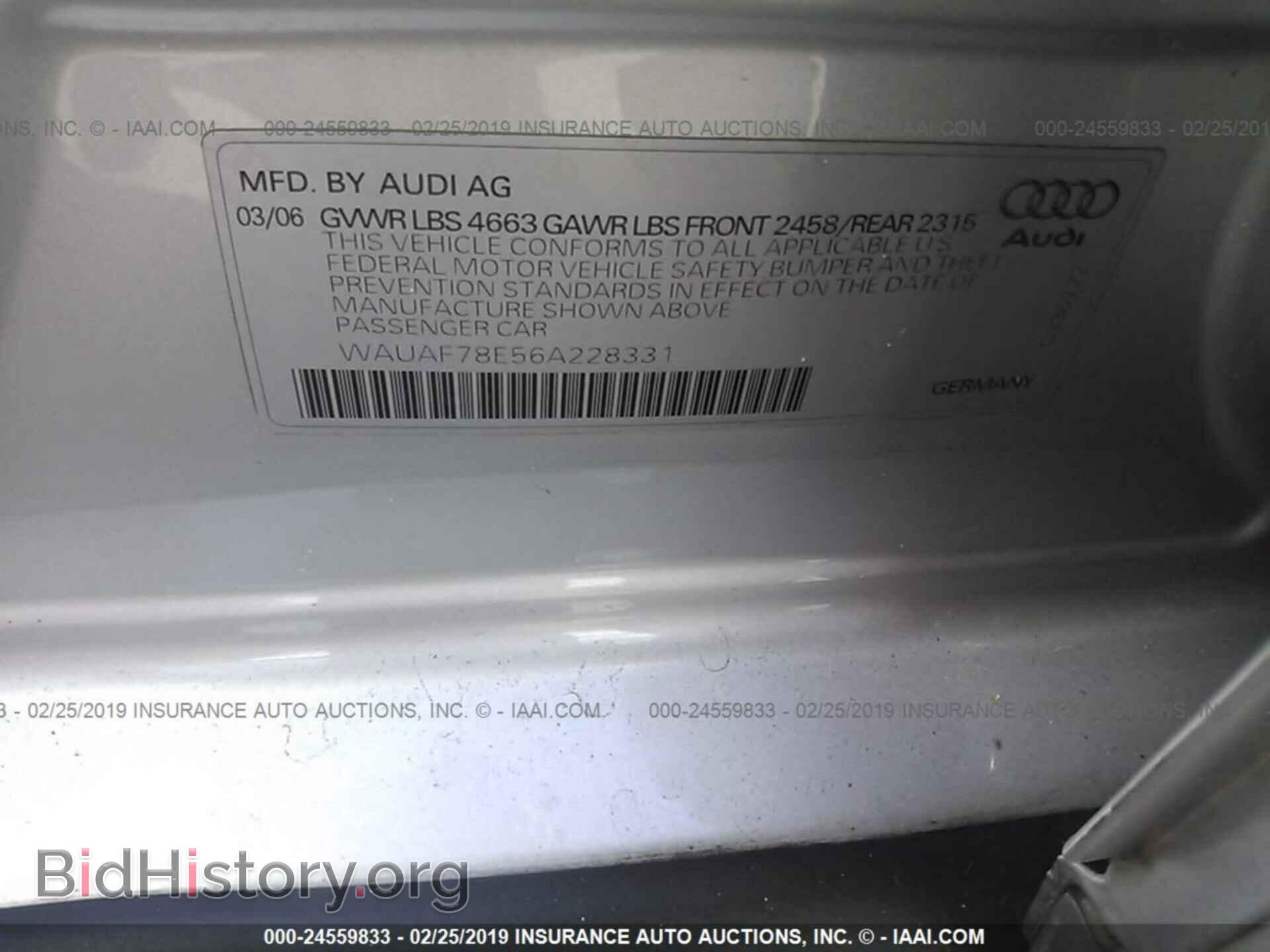 2006 AUDI A4 - VIN: WAUAF78E56A228331 - Фото 9