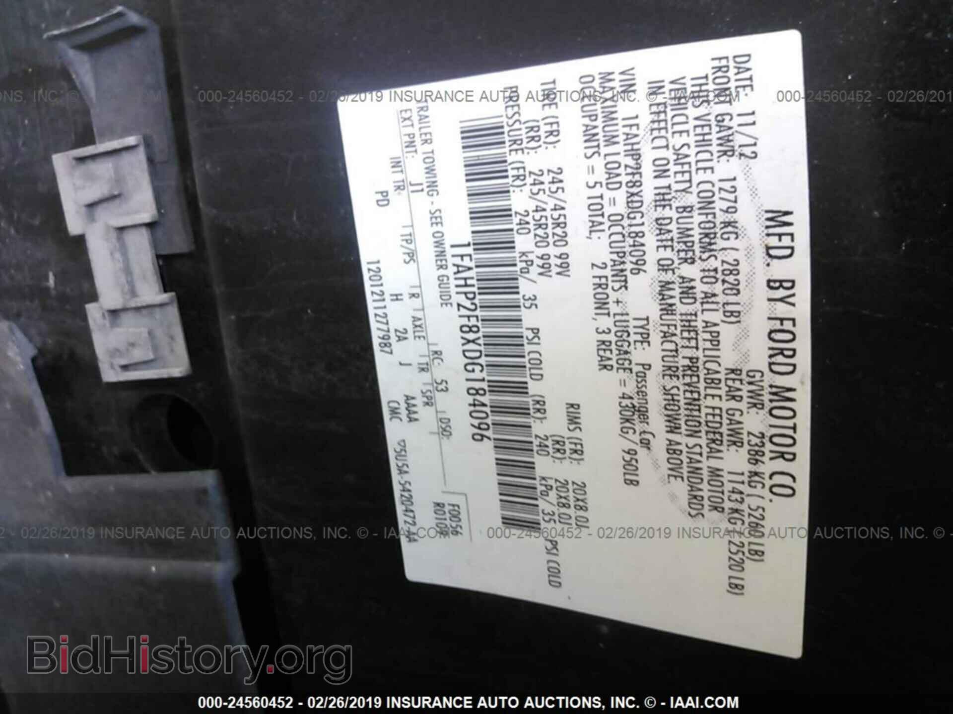 2013 FORD TAURUS - VIN: 1FAHP2F8XDG184096 - Фото 9