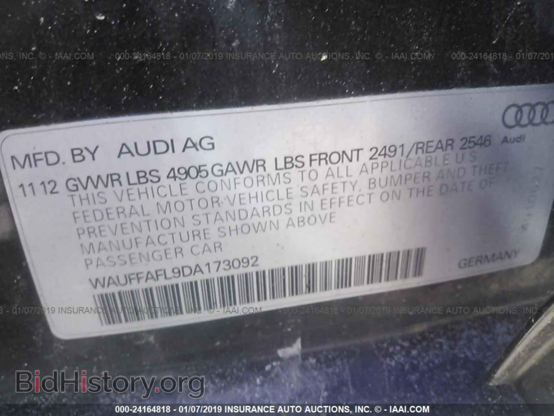 2013 AUDI A4 - VIN: WAUFFAFL9DA173092 - Фото 9