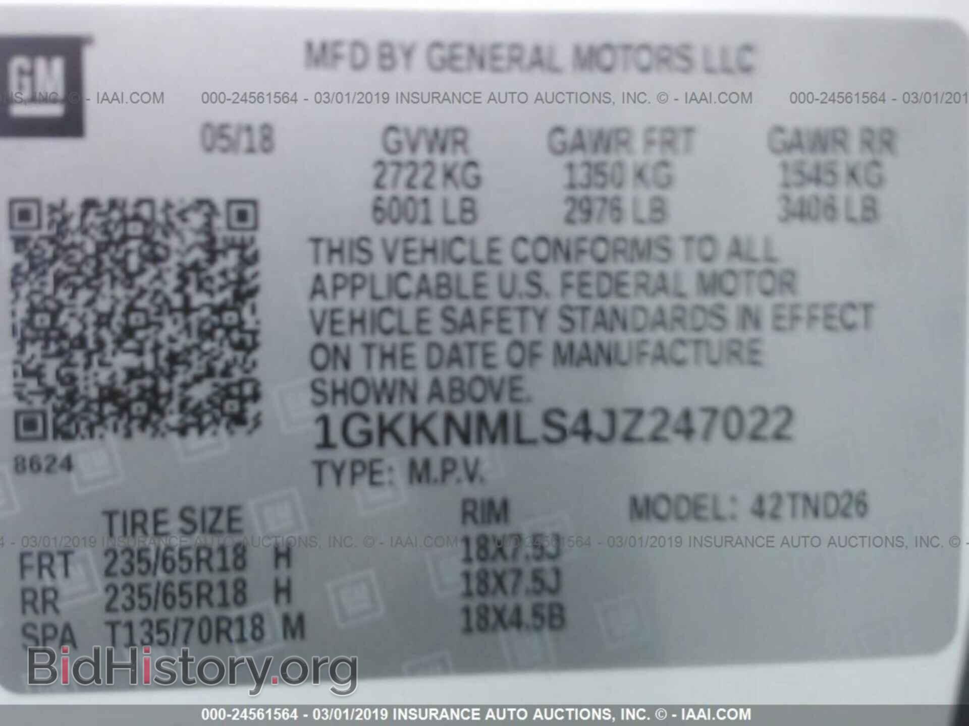 2018 GMC ACADIA - VIN: 1GKKNMLS4JZ247022 - Фото 9