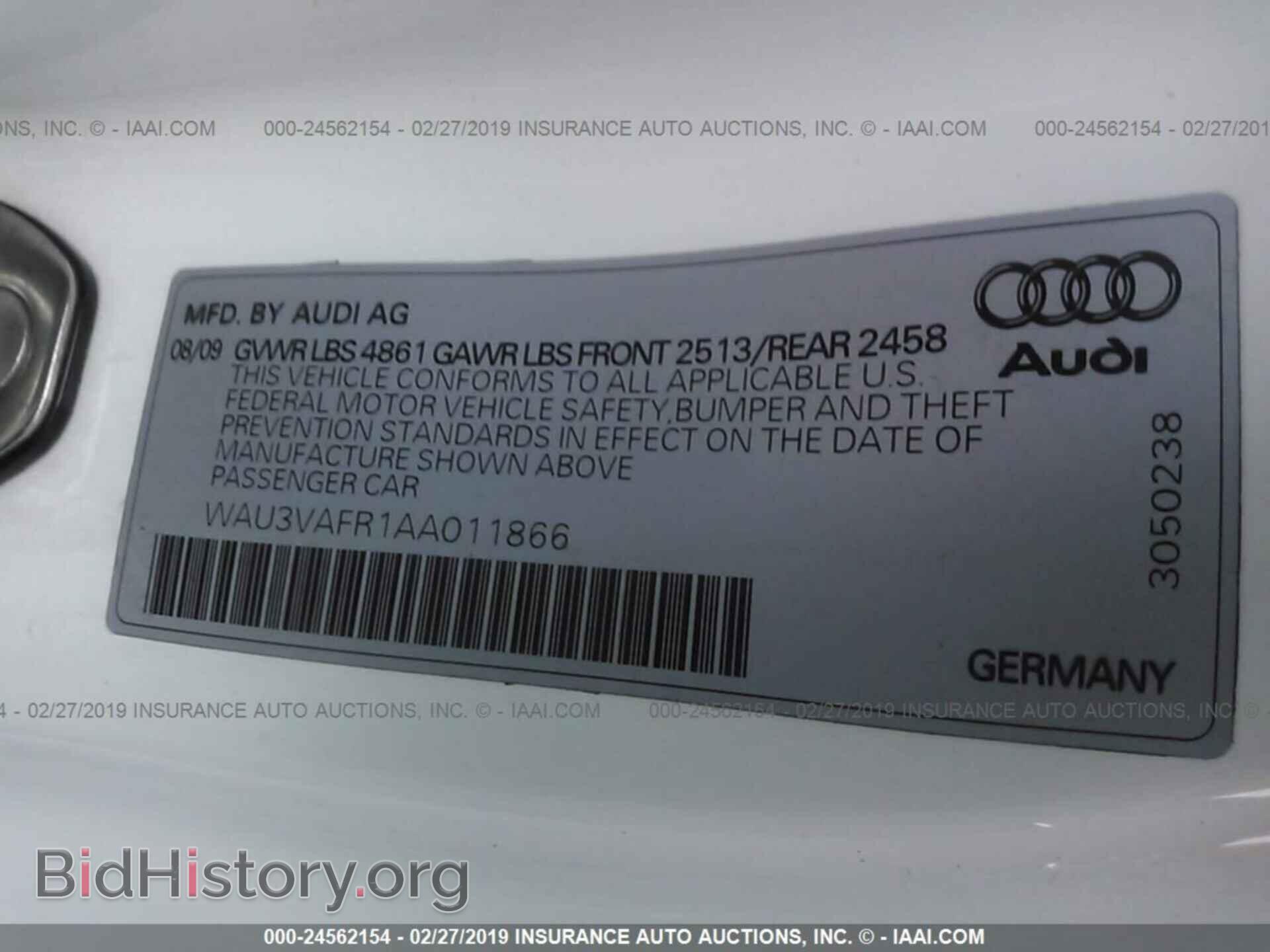 2010 AUDI S5 - VIN: WAU3VAFR1AA011866 - Фото 9