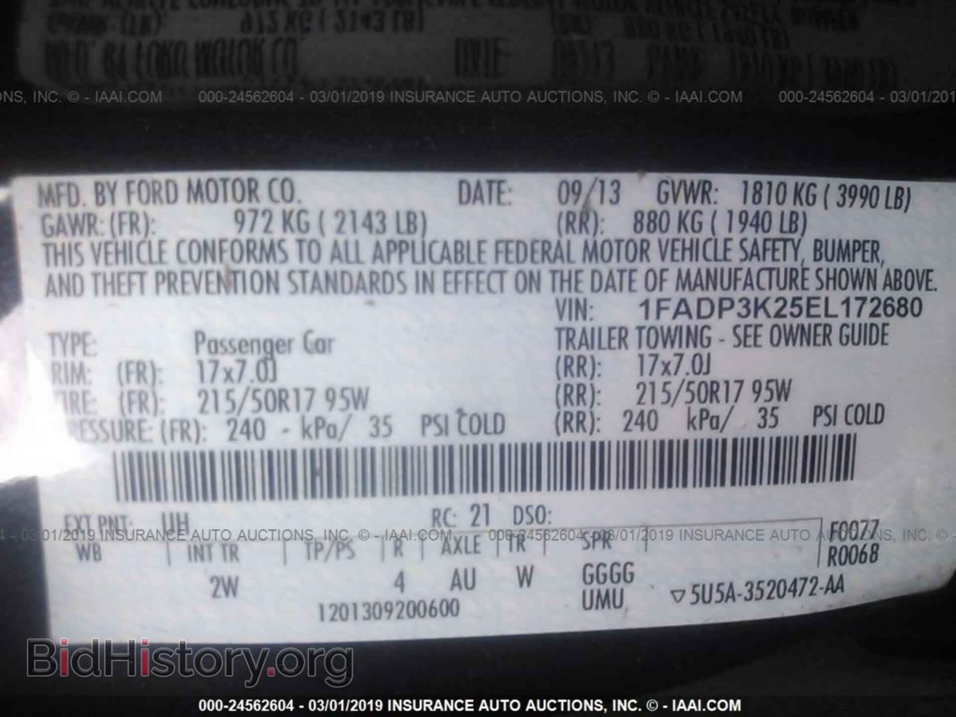 2014 FORD FOCUS - VIN: 1FADP3K25EL172680 - Фото 9