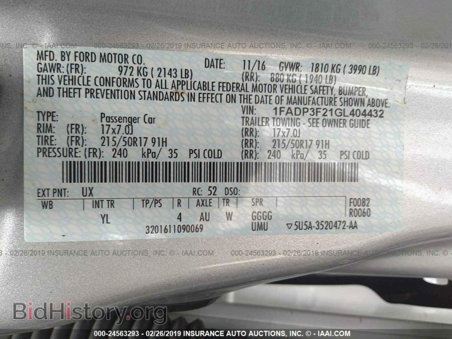 2016 FORD FOCUS - VIN: 1FADP3F21GL404432 - Фото 9