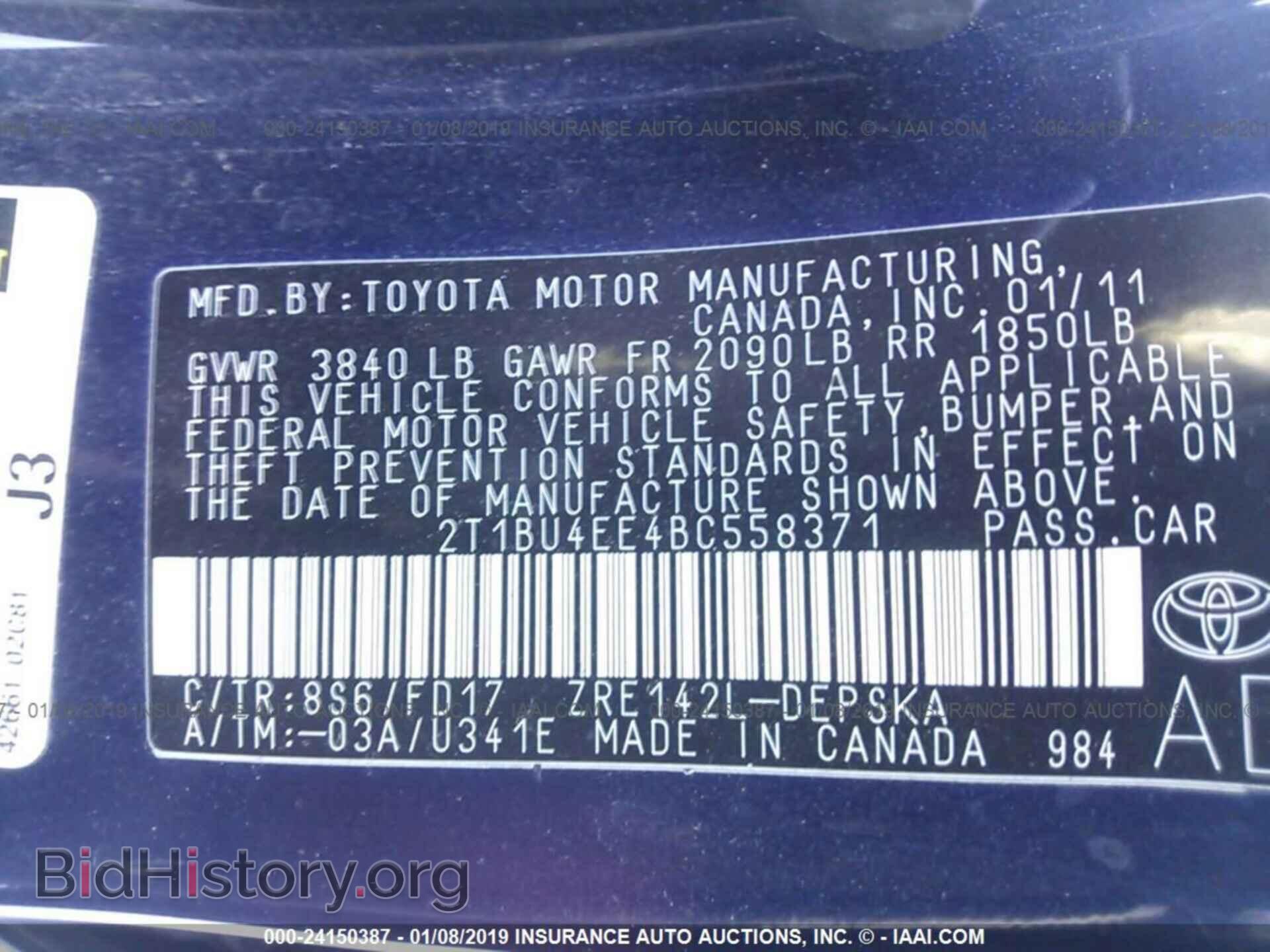 2011 TOYOTA COROLLA - VIN: 2T1BU4EE4BC558371 - Photo 9