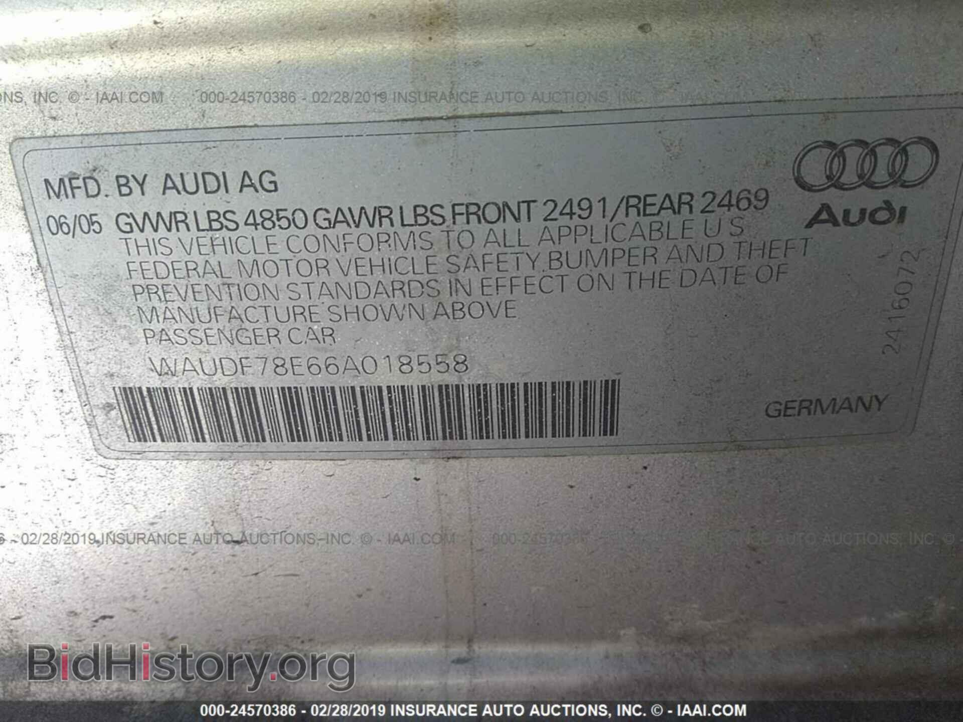 2006 AUDI A4 - VIN: WAUDF78E66A018558 - Фото 9