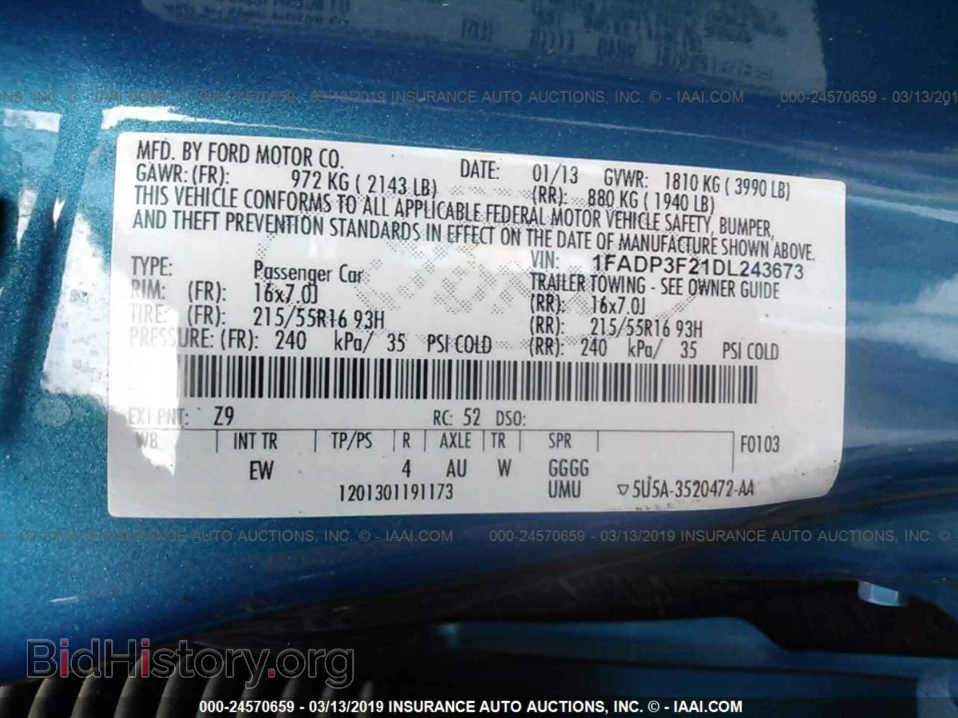 2013 FORD FOCUS - VIN: 1FADP3F21DL243673 - Фото 9